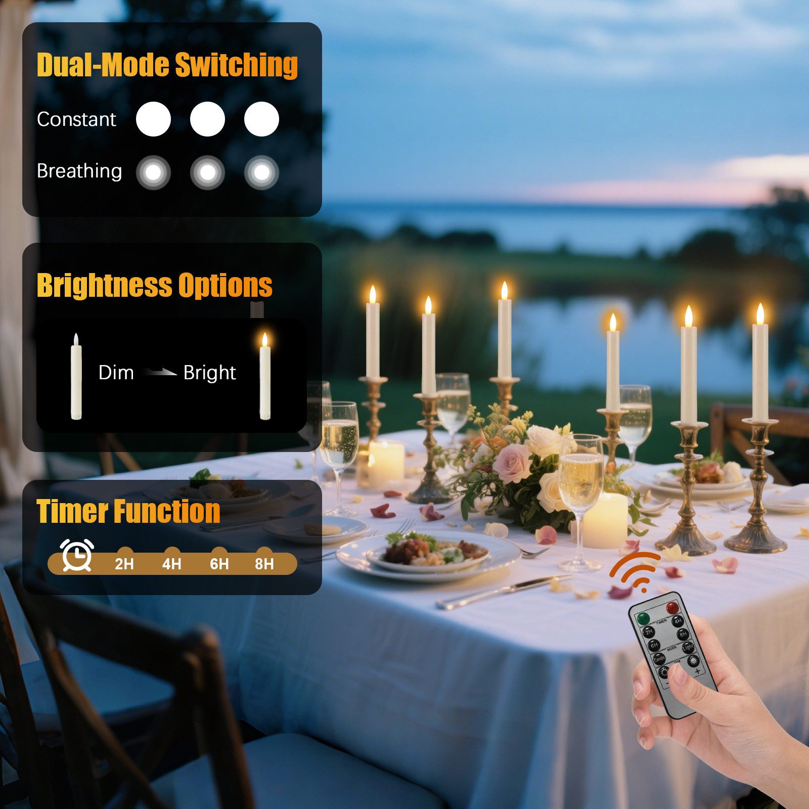 OZAVO LED-Kerze LED Stabkerzen mit Fernbedienung, Tropffreie Tafelkerzen für Zimmer Deko, Hochzeit und Party Warmweiß