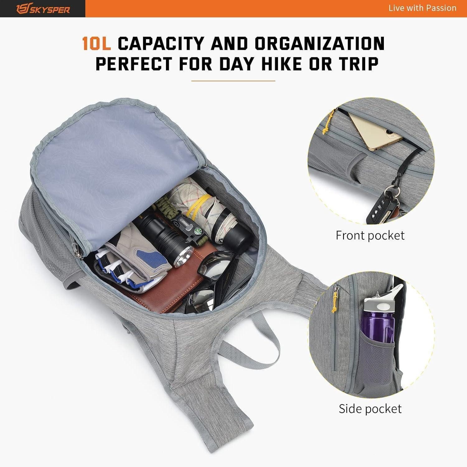 LuxusKollektion Tagesrucksack Rucksack faltbar ultraleicht wasserfest 10L 15L 20L Daypack S Grau