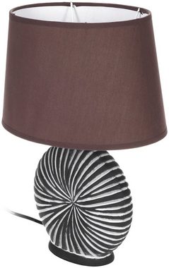 BRUBAKER Nachttischlampe Tischlampe Organic Braun, ohne Leuchtmittel, Keramikfuß und Stoffschirm - Höhe 36 cm - modern