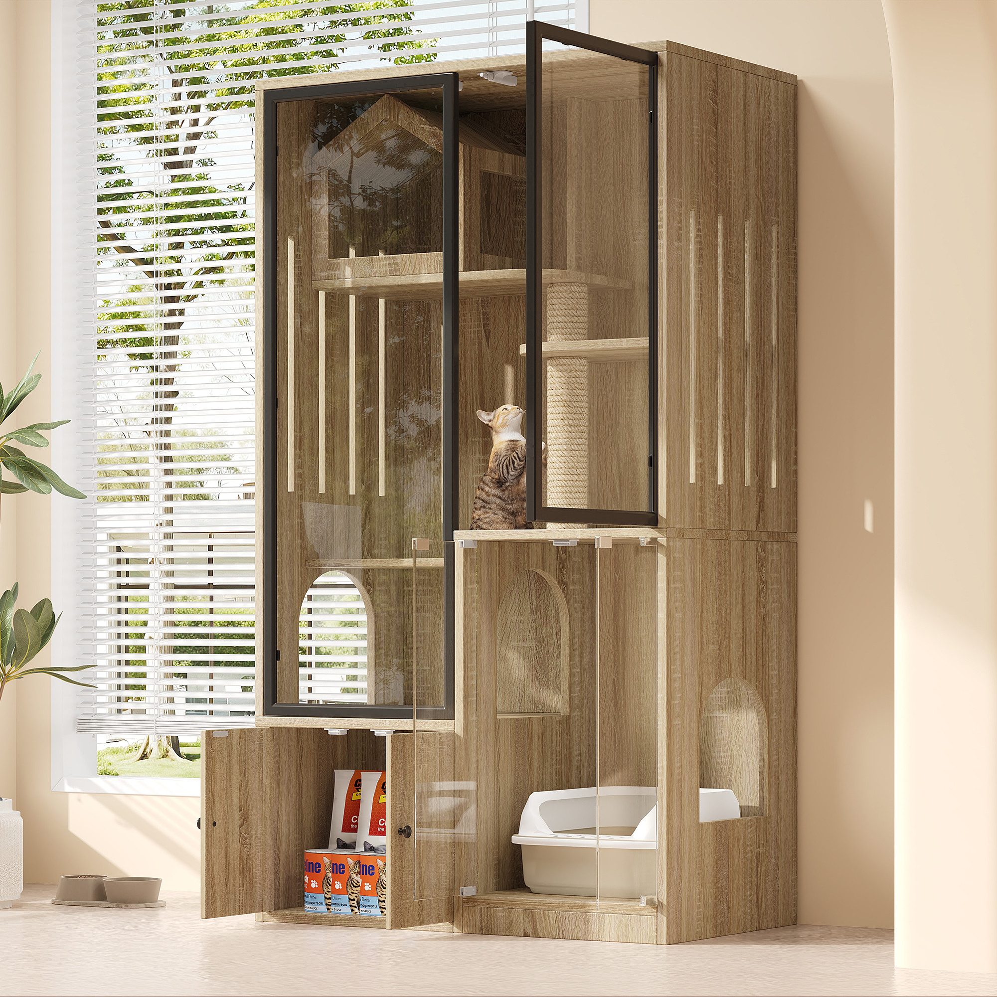 HAUSS SPOLE Tierhaus Katzenmöbel Katzenregal Katzenhöhle Katzenhaus mit Kra günstig online kaufen