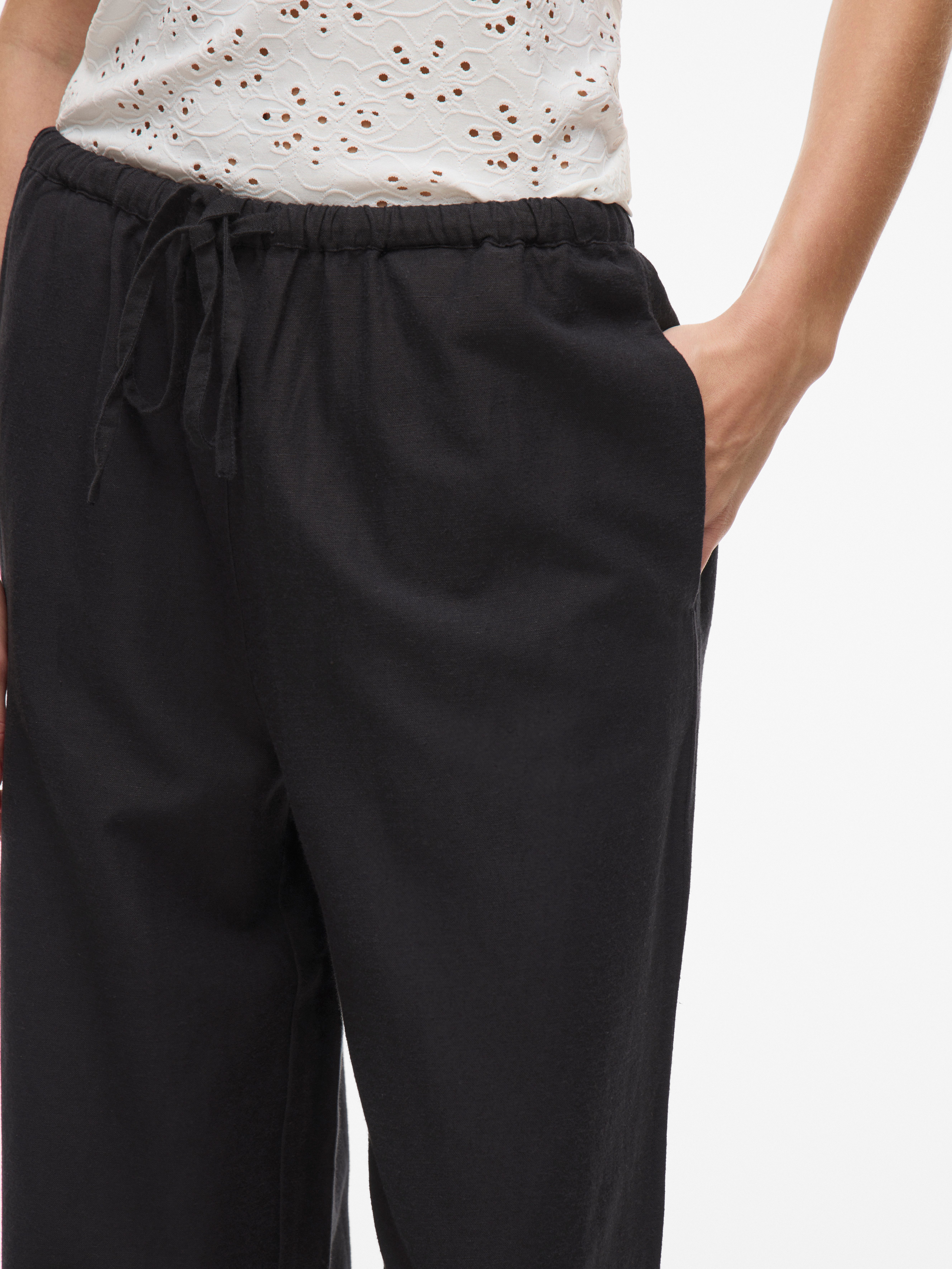 Vila Schlupfhose VIPRISILLA RW PANTS - NOOS Sommerhose, mit Leinen