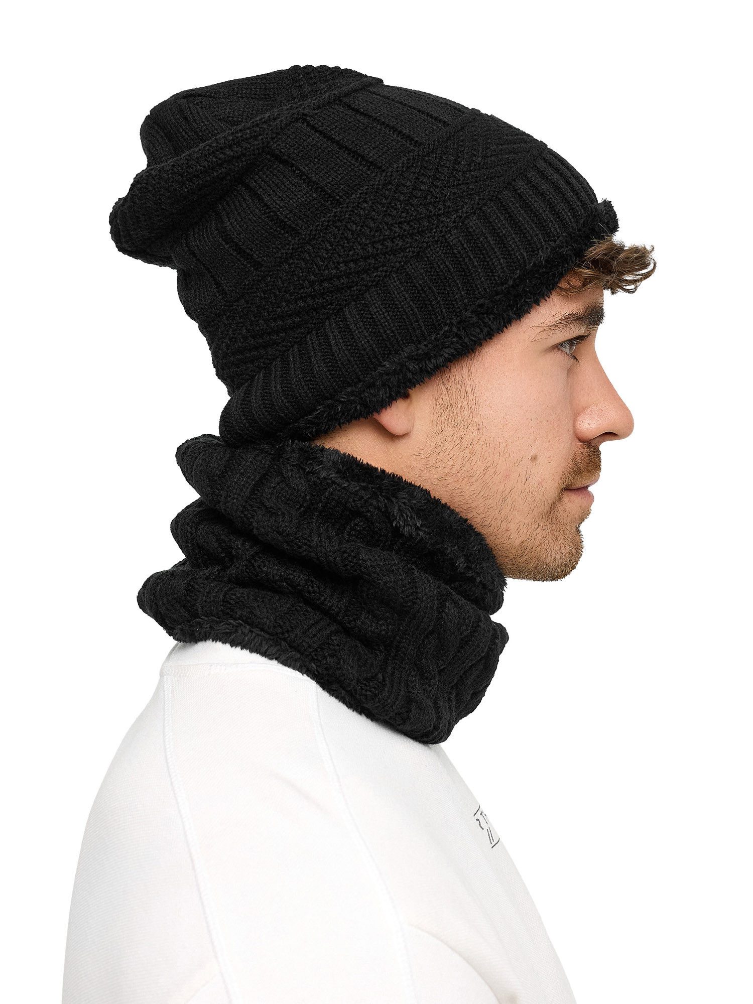 Indicode Strickmütze Herren Siracusa Strickmütze Herrenmütze Set (2-St) Set aus Mütze & Schal
