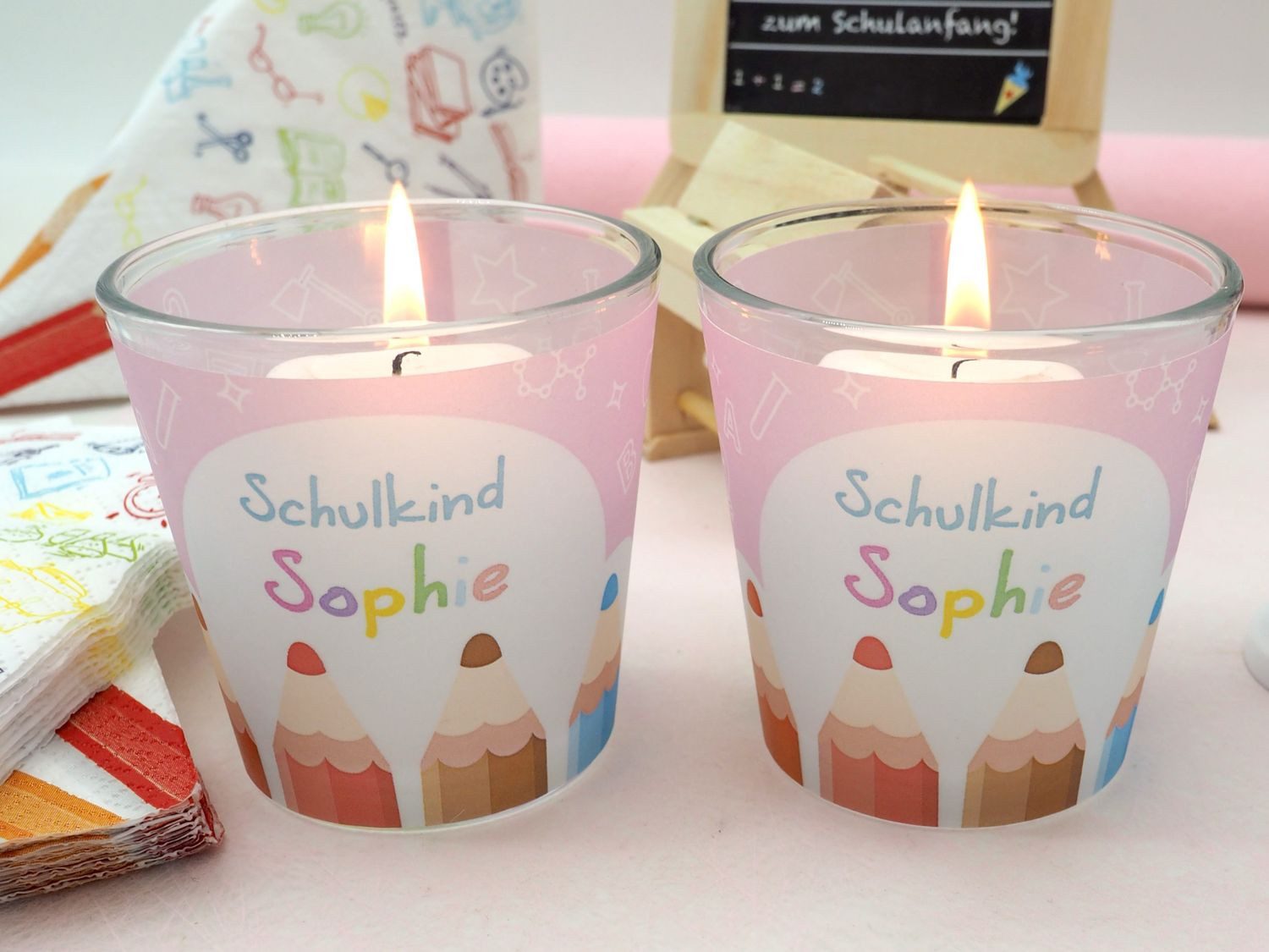 ZauberDeko Tischdecke Tischdeko Einschulung Schulanfang Mädchen Schule Personalisiert SET