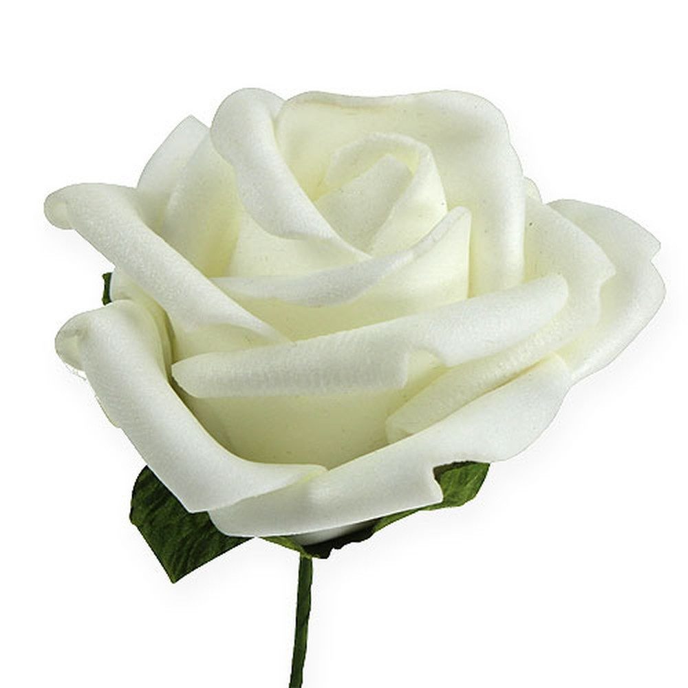 Kunstblume Foam-Rose Ø6cm Weiß 27St – Hochzeit, Tischdeko, Blumendeko, 27 Stück, Florists Products, Höhe 3.5 cm