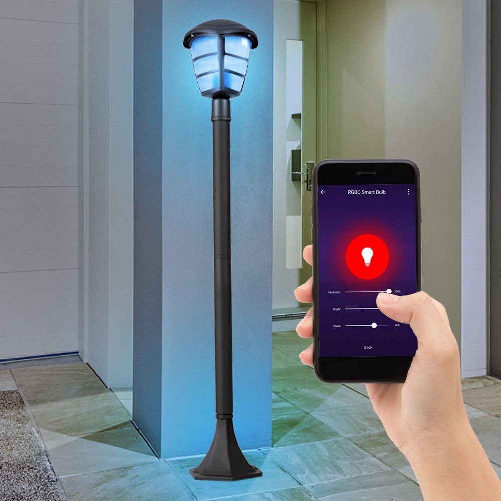 App Steh Lampe Laterne Wandstrahler, Warmweiß, steuerbar Neutralweiß, inklusive, etc-shop Leuchte Handy Tageslichtweiß, LED ALU Kaltweiß, Leuchtmittel per Farbwechsel, Außen