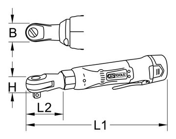 KS Tools Umschaltknarre, 1/2" Akku, 62 Nm, 180 U/min 10,8V, mit 2 Akkus und 1 Ladegerät