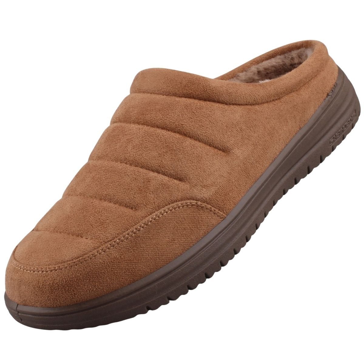 Skechers 204636-TAN Hausschuh Komfortable Herren-Pantolette mit weichem Kunstfellfutter