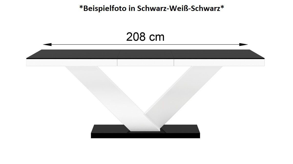 designimpex Esstisch Design HE-999 Eiche Natur - Weiß Hochglanz ausziehbar 160 bis 256 cm