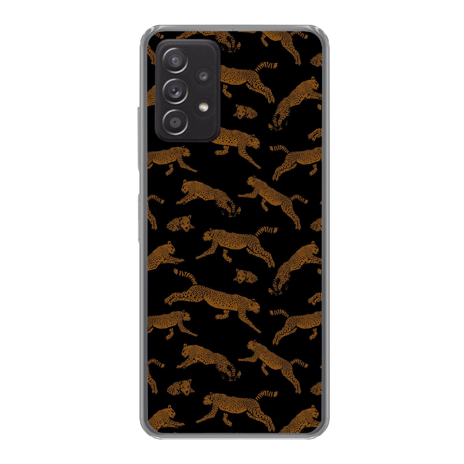 MuchoWow Handyhülle für Samsung Galaxy A33 5G Panther - Muster - Tiere - Schwarz - Braun, Smartphone-Bumper, Print, Handy Schutzhülle Dünn