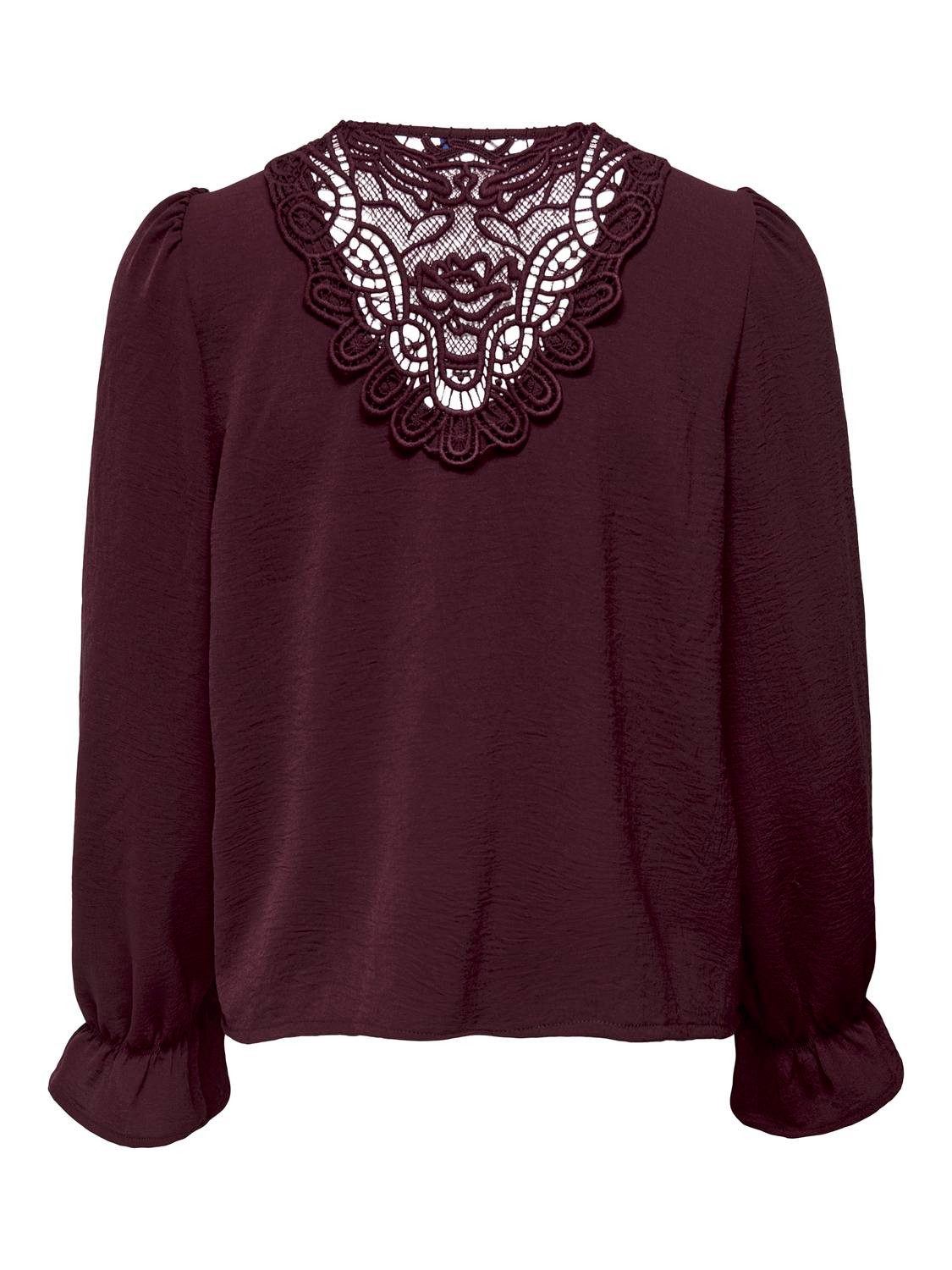 ONLY Spitzenbluse ONLMETTE L/S LACE TOP WVN Kunstfaser, regular fit