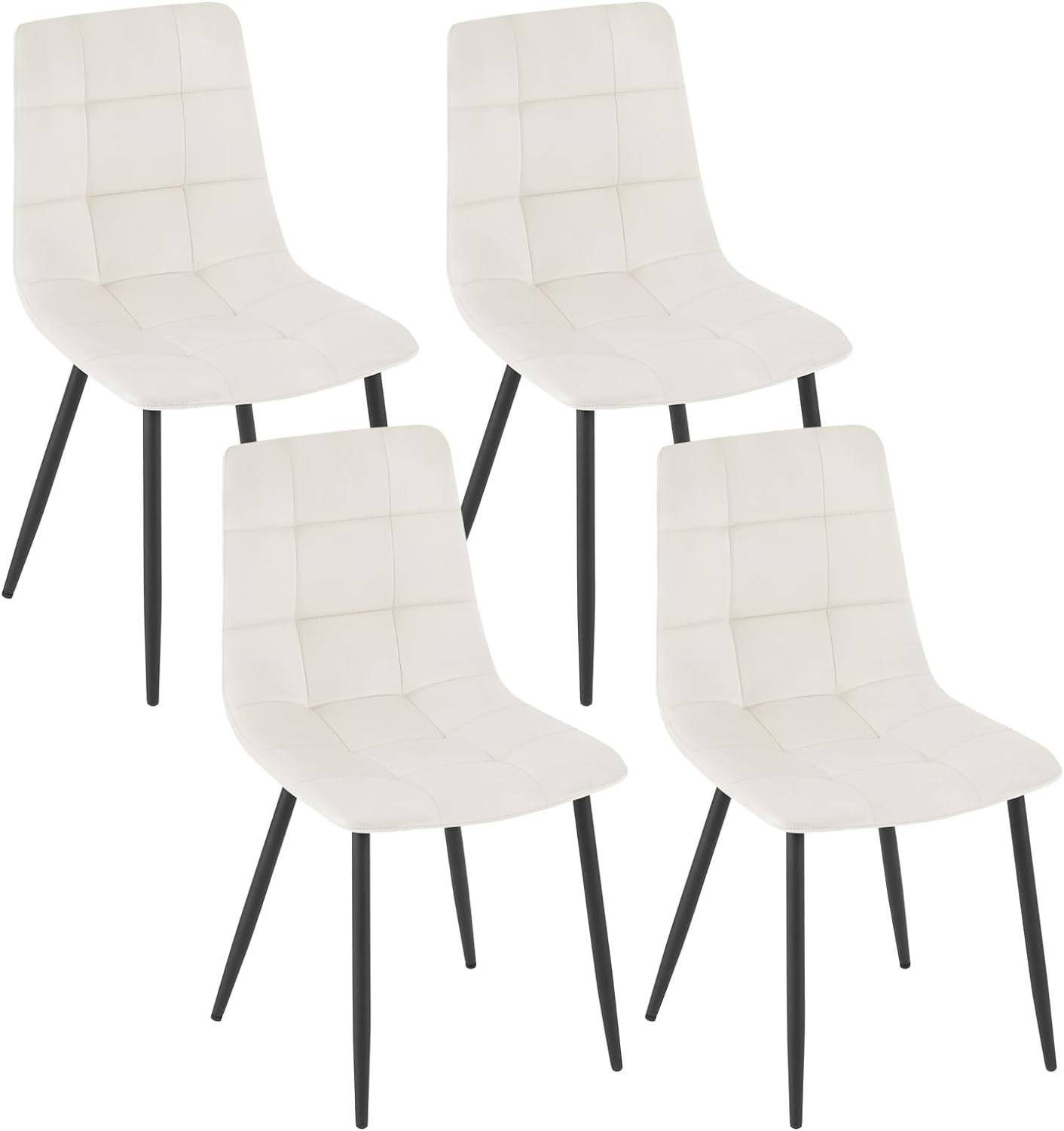 EUGAD Esszimmerstuhl (4 St), Polsterstuhl, mit Samtbezug, Metallbeine