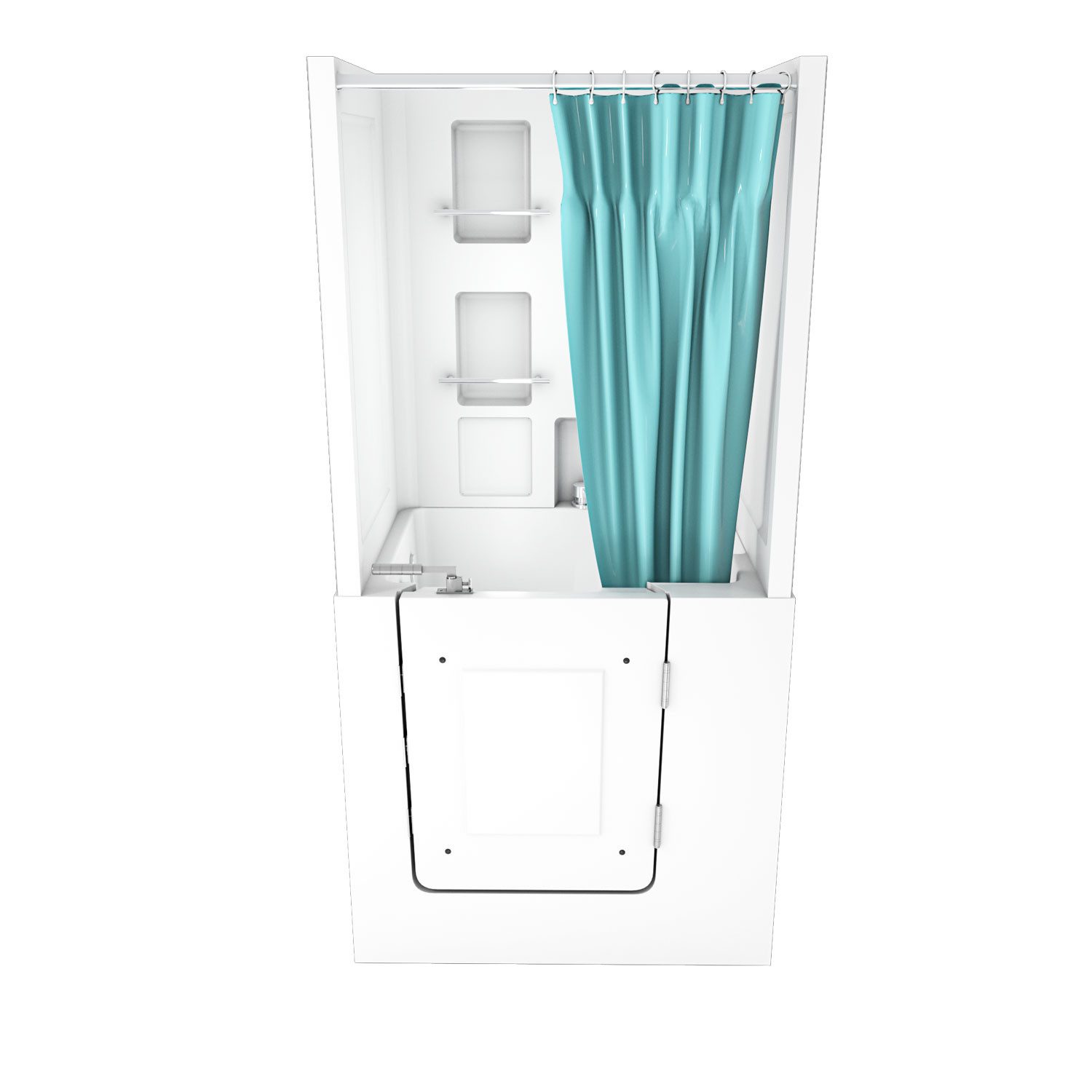 AcquaVapore Komplettdusche Seniorendusche Sitzwanne Wanne mit Tür S02D-B-R 100x78cm, inklusive Duschwanne, Schnelle Reinigung, Nackenstütze, Überlauf Abfluss, Extra Tief