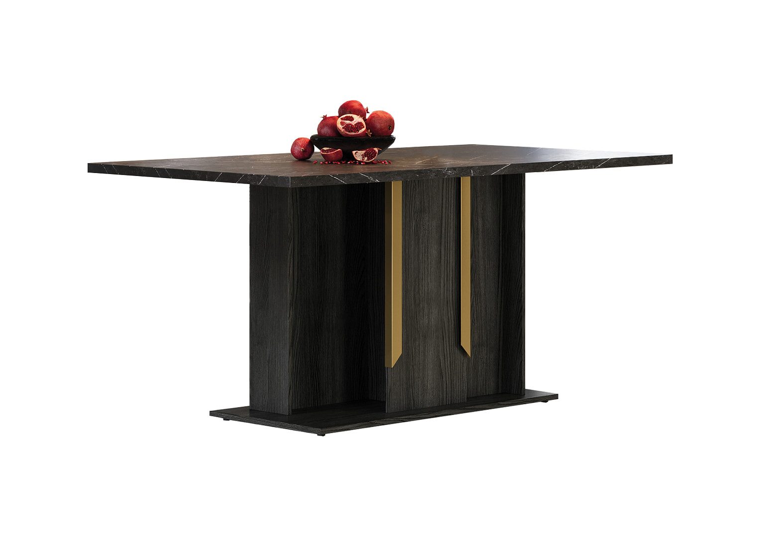 Interdesign24 Esstisch Orion (mit Holzgestell, in dunkler Rosenholzoptik mit Tischplatte in Marmoroptik), Made in Italy