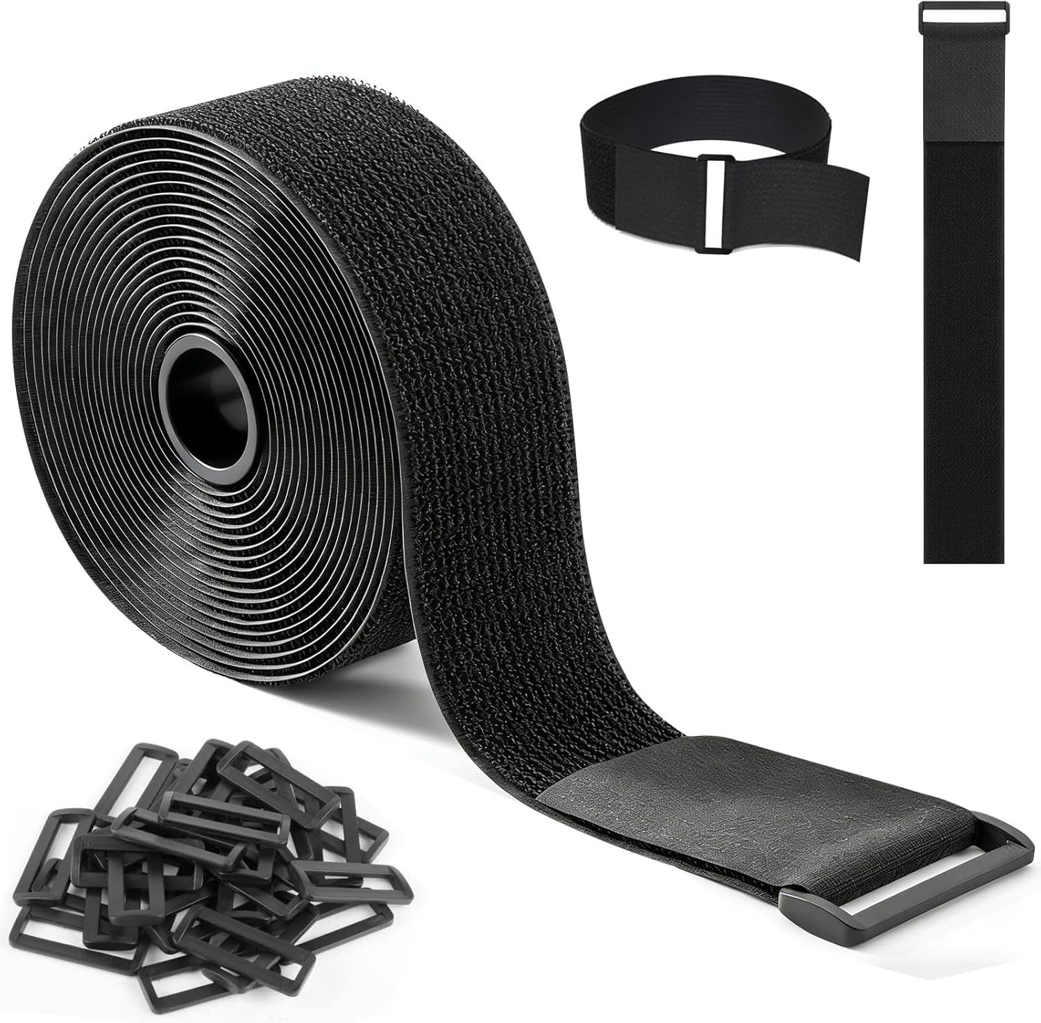 AIMAX Klettband Klettband mit Schnallen 6m x 50mm Kabelbinder wiederverwendbar