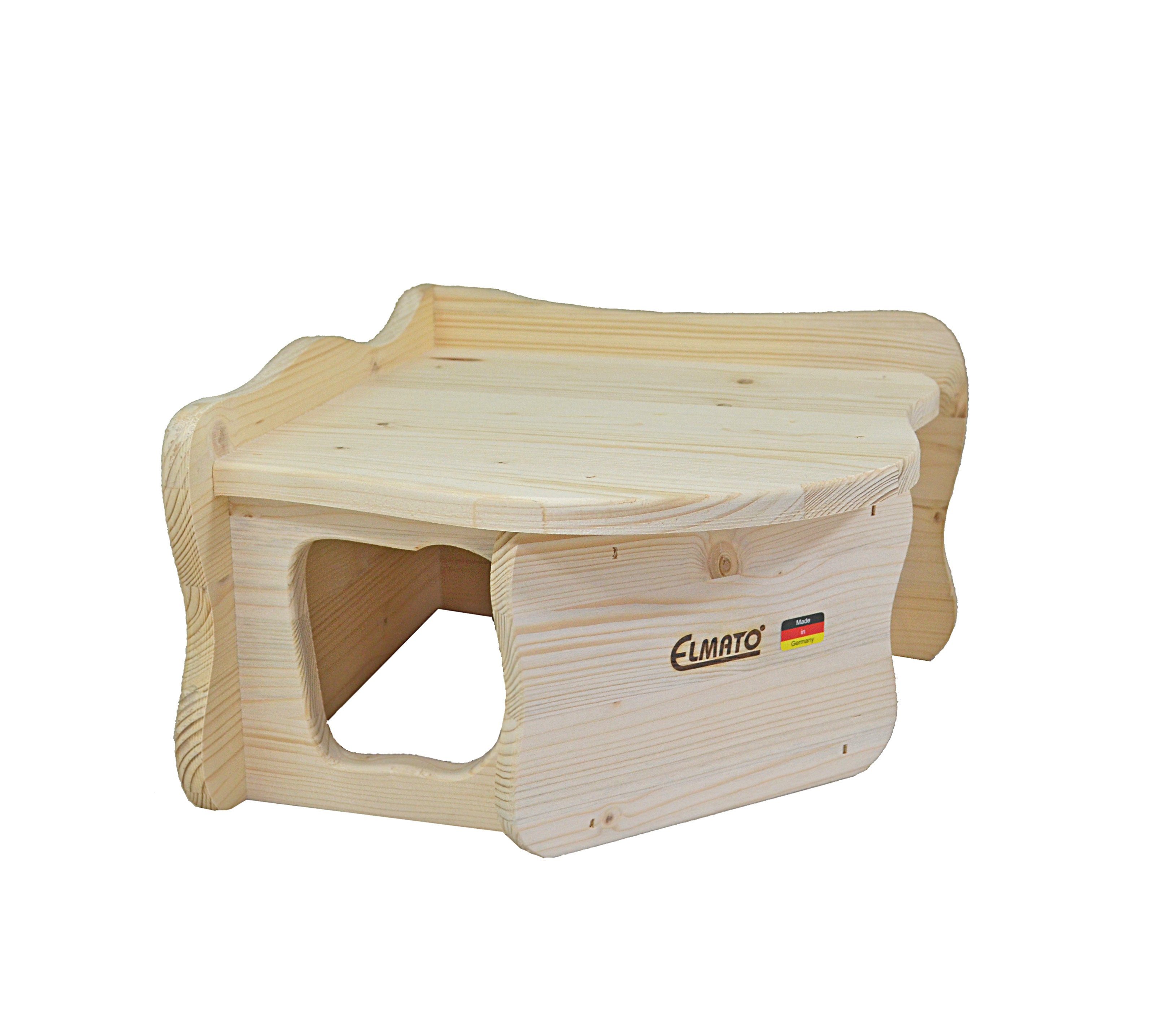 ELMATO Nagerhaus Elmato 12900 Eckhaus Malaga Nagerhaus, Softline Massivholz, 32x32x20cm