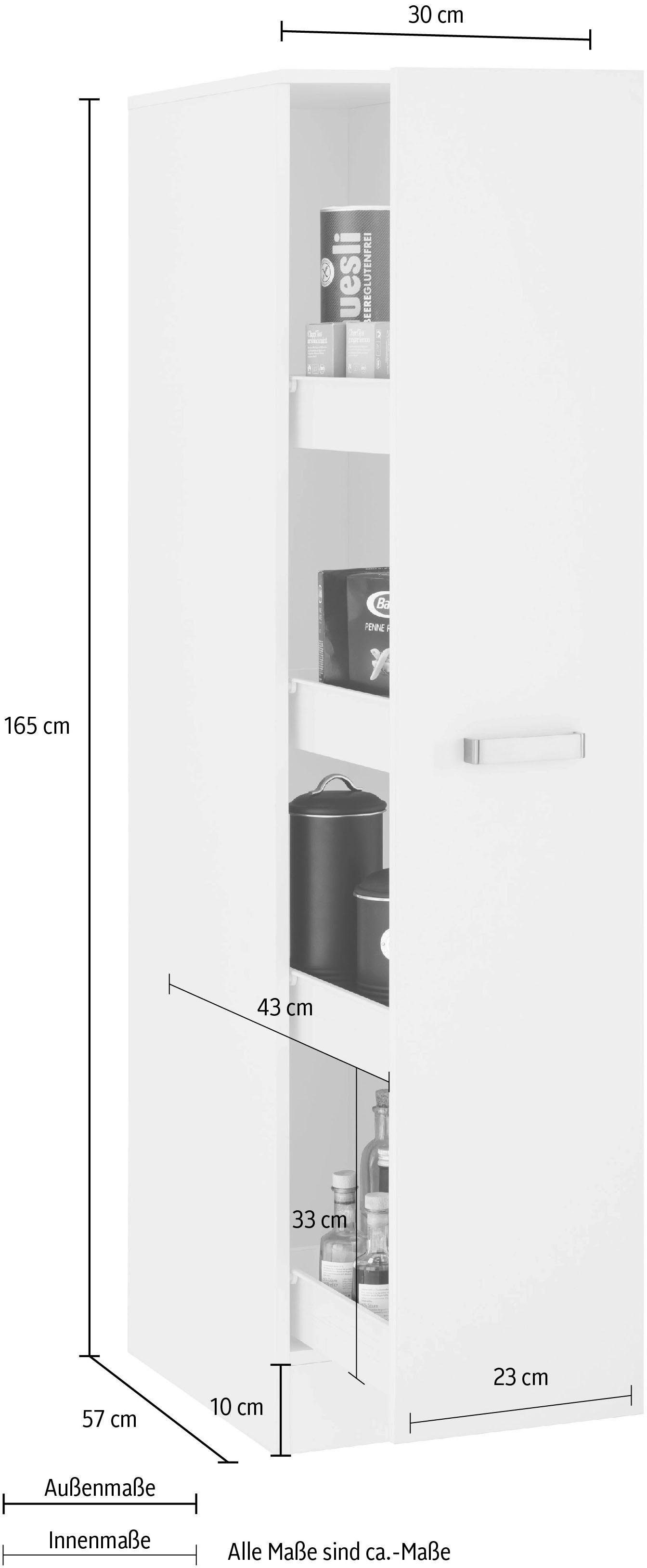 wiho 4 Apothekerschrank Küchen Ablagefächern weiß/weiß Auszug mit Husum