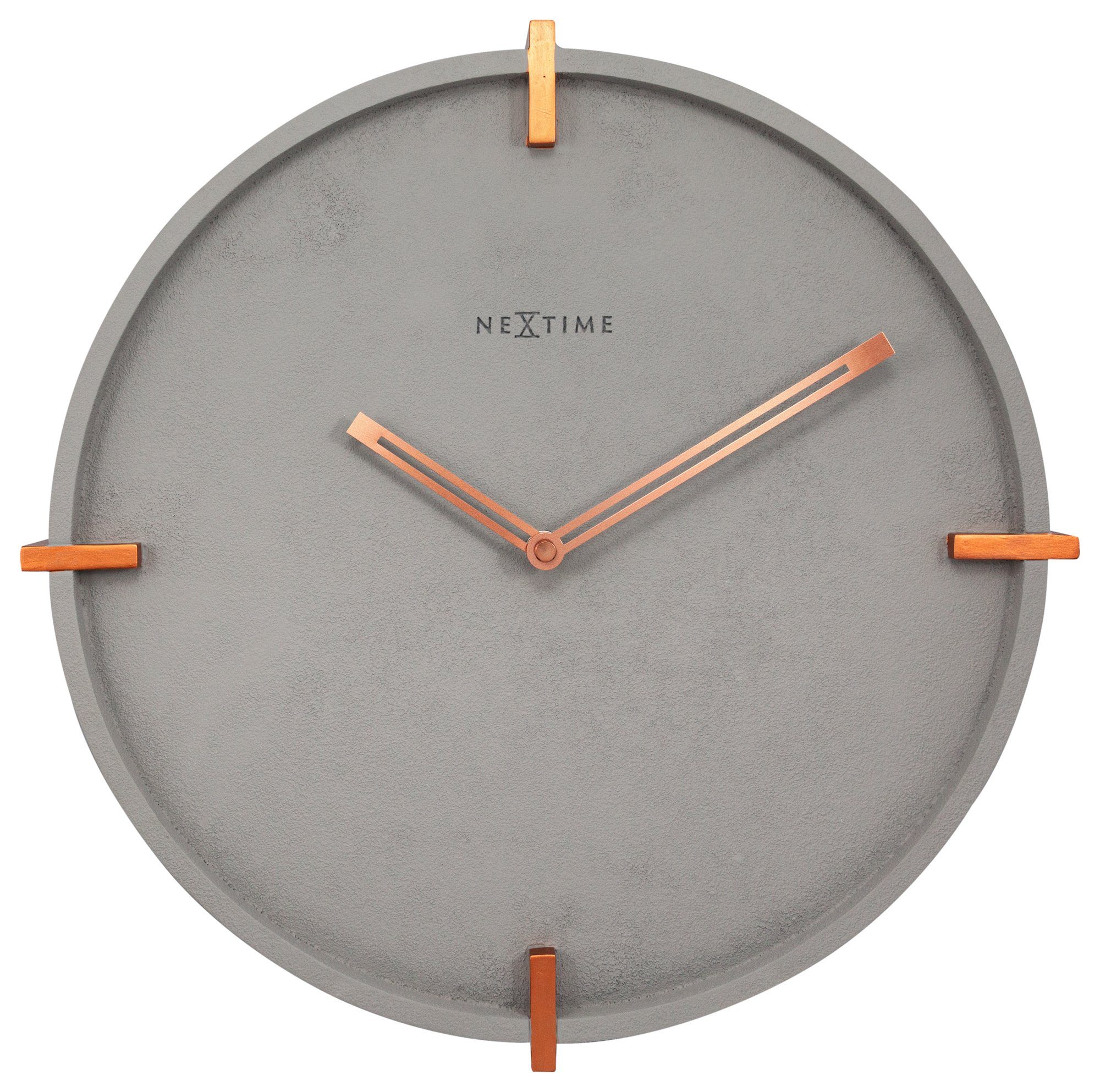 NEXTIME Wanduhr 3515 (Stilvolle Beton-Optik mit Kupferelementen)