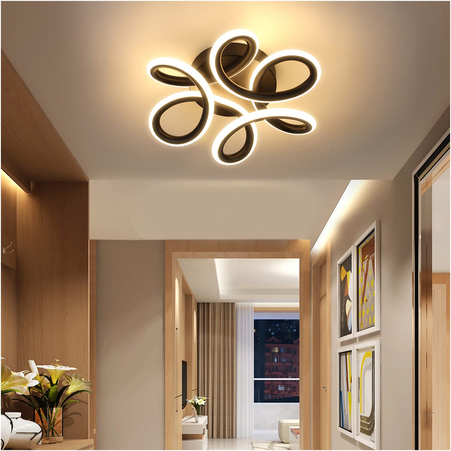 oyajia LED Deckenleuchte 36W/60W Modern Schwarz günstig online kaufen