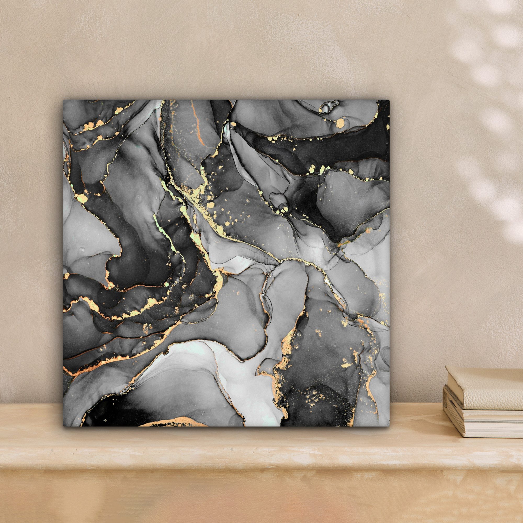 OneMillionCanvasses® Leinwandbild Marmor - Schwarz - Gold - Grau, Fotodruck günstig online kaufen
