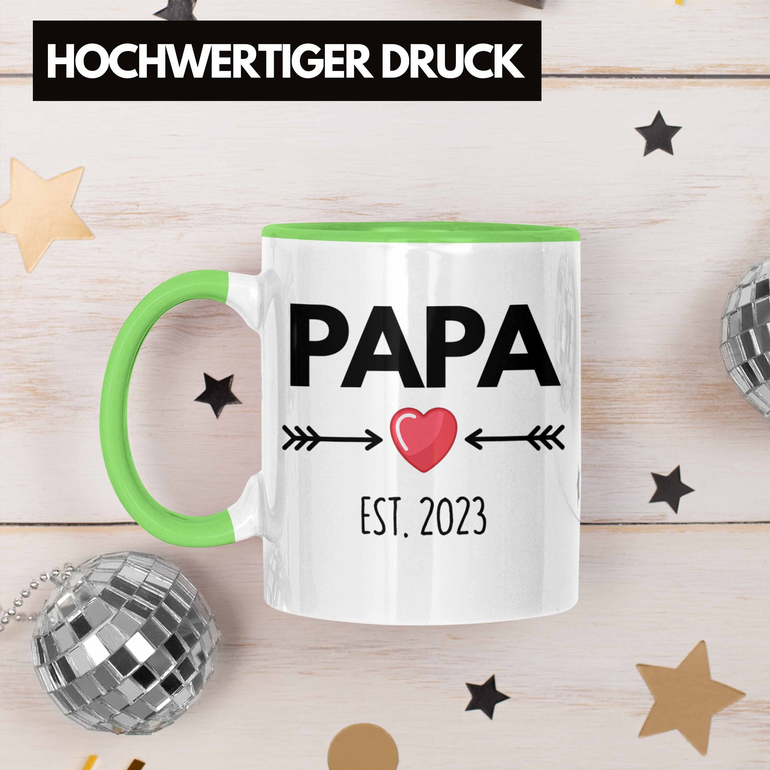 Grün Tasse Geschenk - Wirst Papa Trendation Schwangerschaft 2023 Du Papa Trendation
