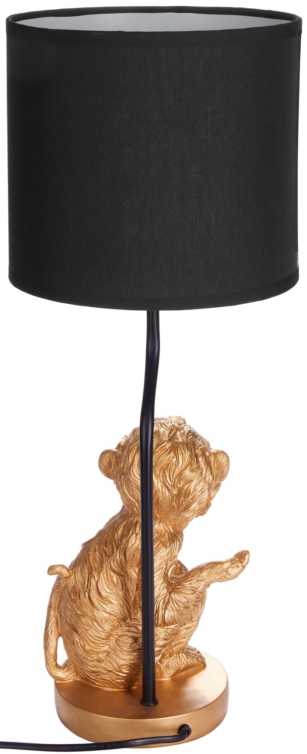 52 Lampe Keramikfuß, BRUBAKER cm Tischleuchte Kleines Nachttischlampe Höhe Tischlampe, Gold, Äffchen ohne Affe mit Leuchtmittel, Motiv