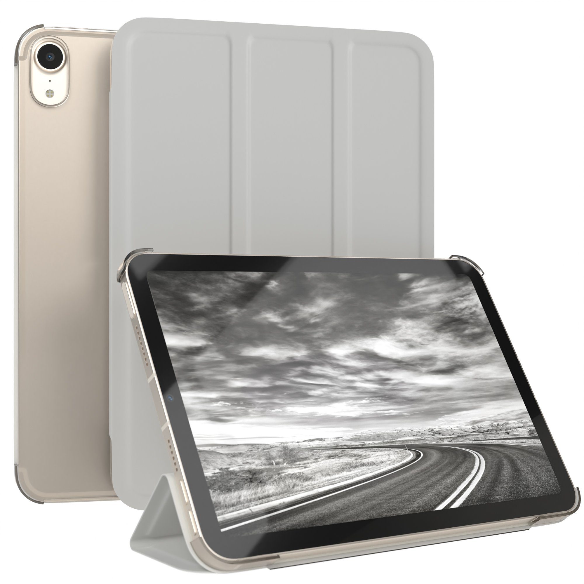 EAZY CASE Tablet-Hülle Smart Case für Apple iPad Mini 6. Generation 2021 8,3 Zoll, Tablet Case Bookcover Smart Flipcase Schutztasche magnetisch Hellgrau