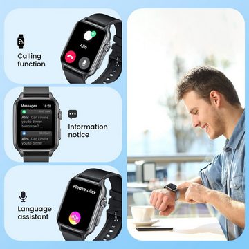 NONGAMX Smartwatch (2,0 Zoll, Android, iOS), Touchscreen Telefonfunktion Blutdruck Schrittzähler,Sportuhr,300mAh