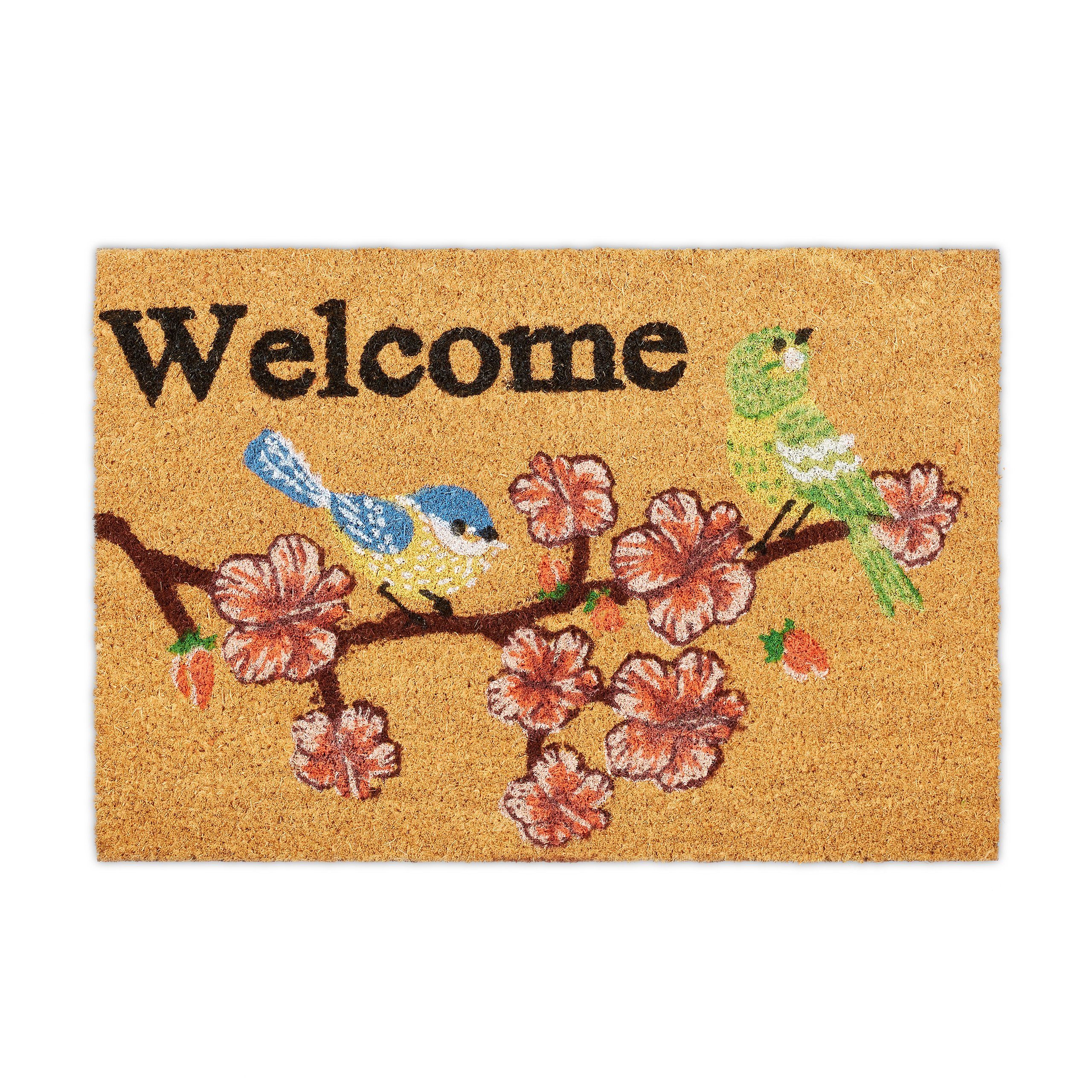 relaxdays Fußmatte Kokos Welcome Vogel, Höhe: günstig online kaufen
