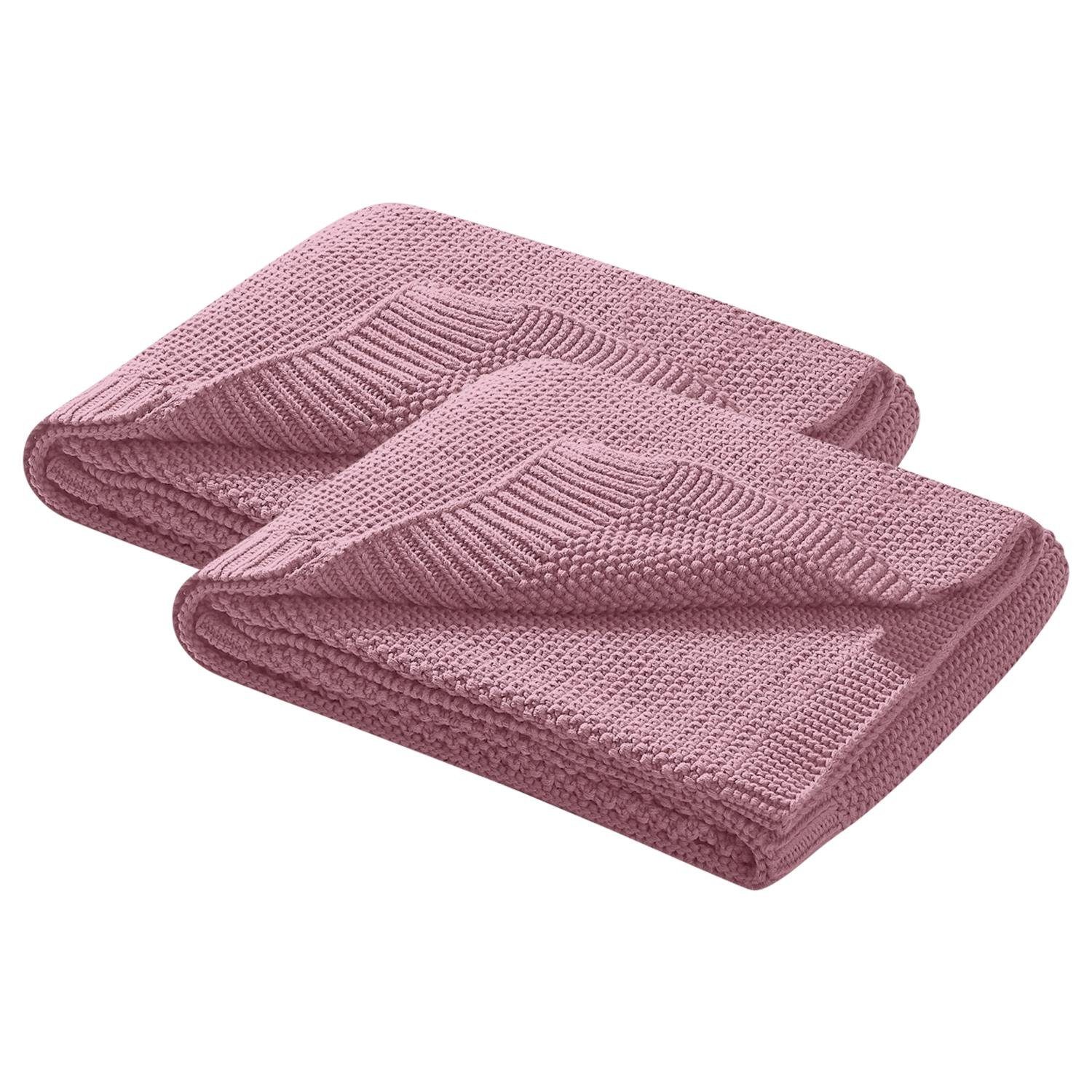 Babydecke 2er Set Baby- und Kinderdecken aus kuschelweichem Strick in 70x100 cm
