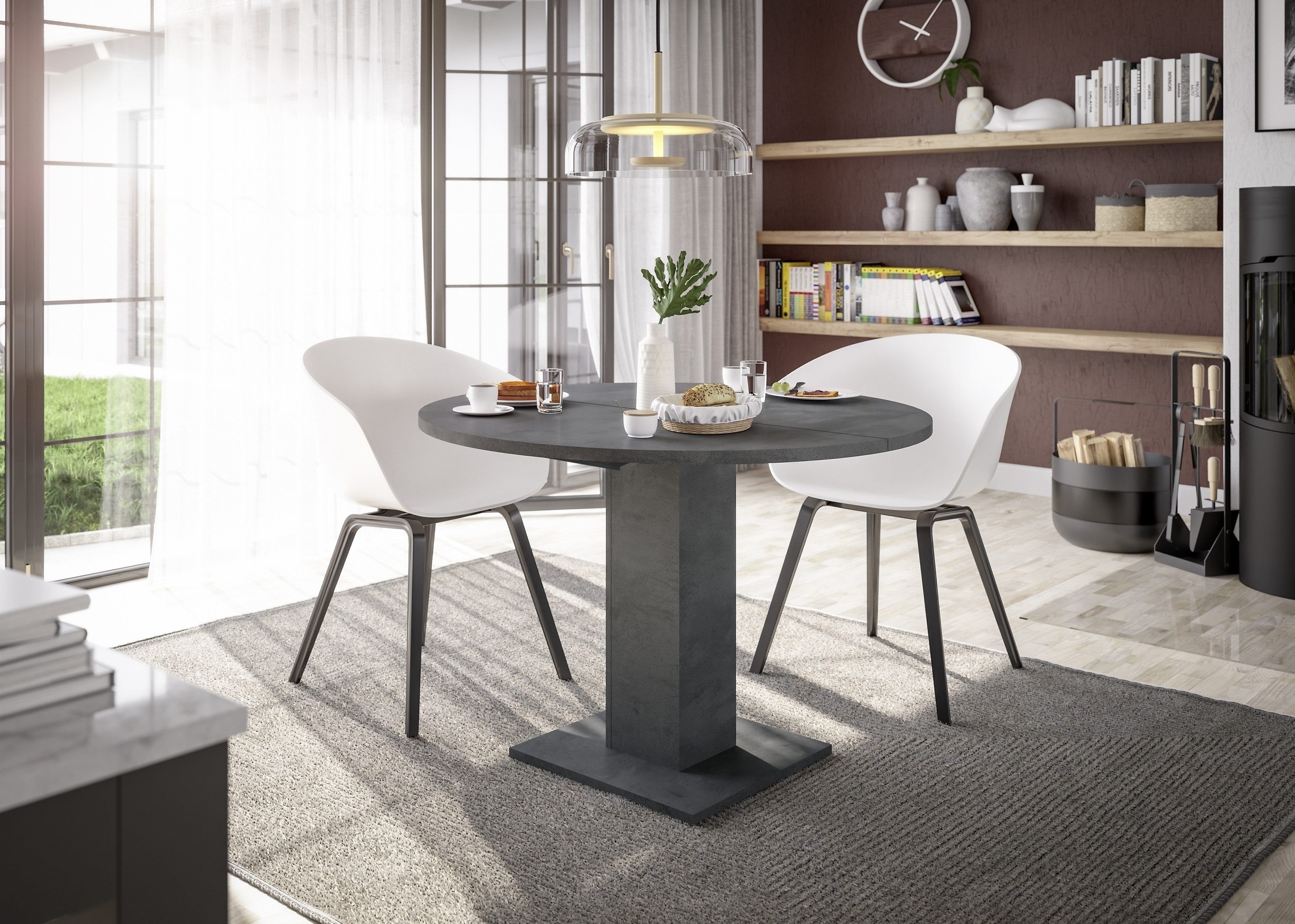 Mäusbacher Säulen-Esstisch (ausziehbar) in graphit - 90x76x90cm (BxHxT) (au günstig online kaufen