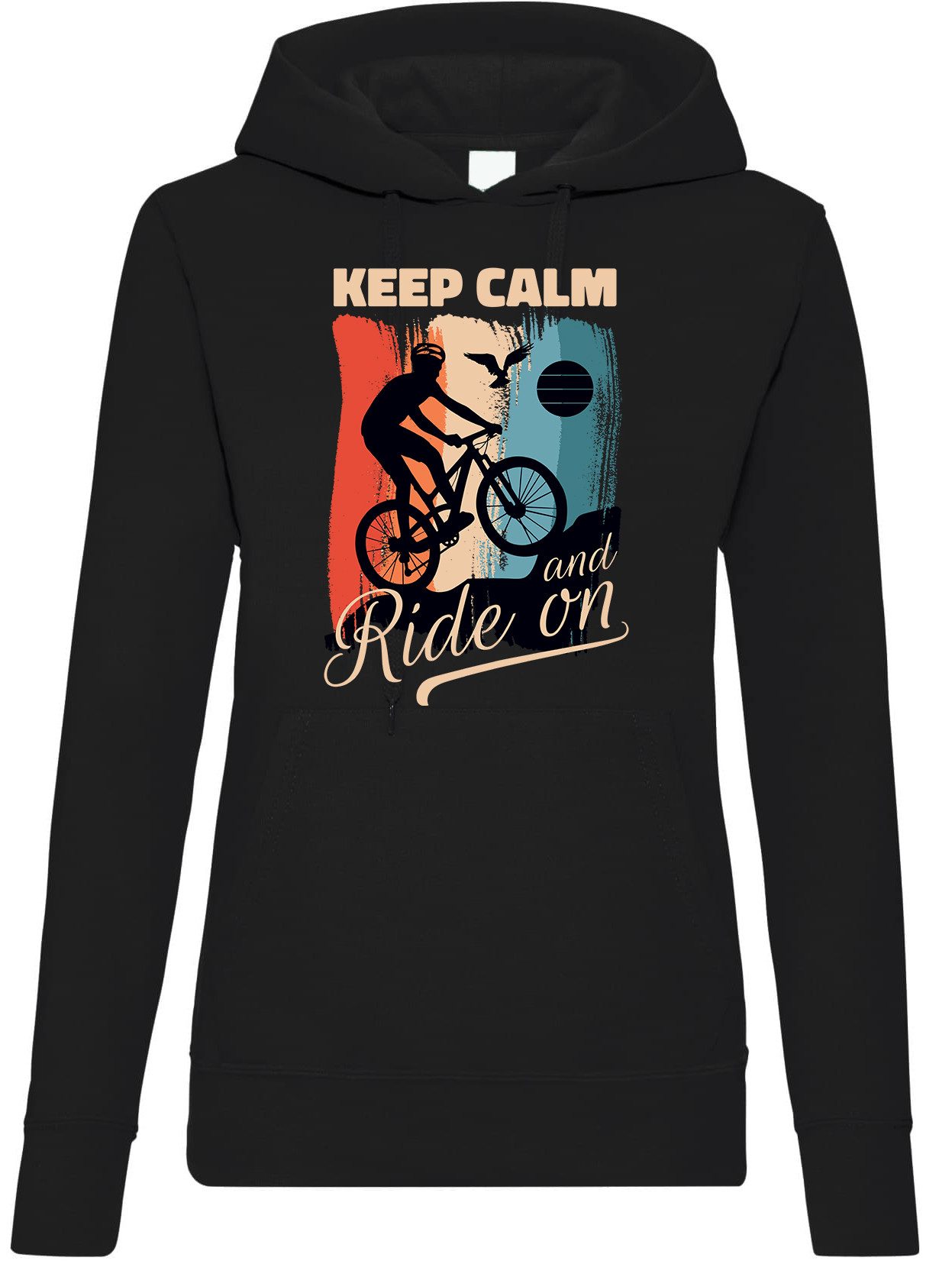 Youth Designz Kapuzenpullover Keep Calm Fahrrad Damen Hoodie Pullover mit modischem Frontprint