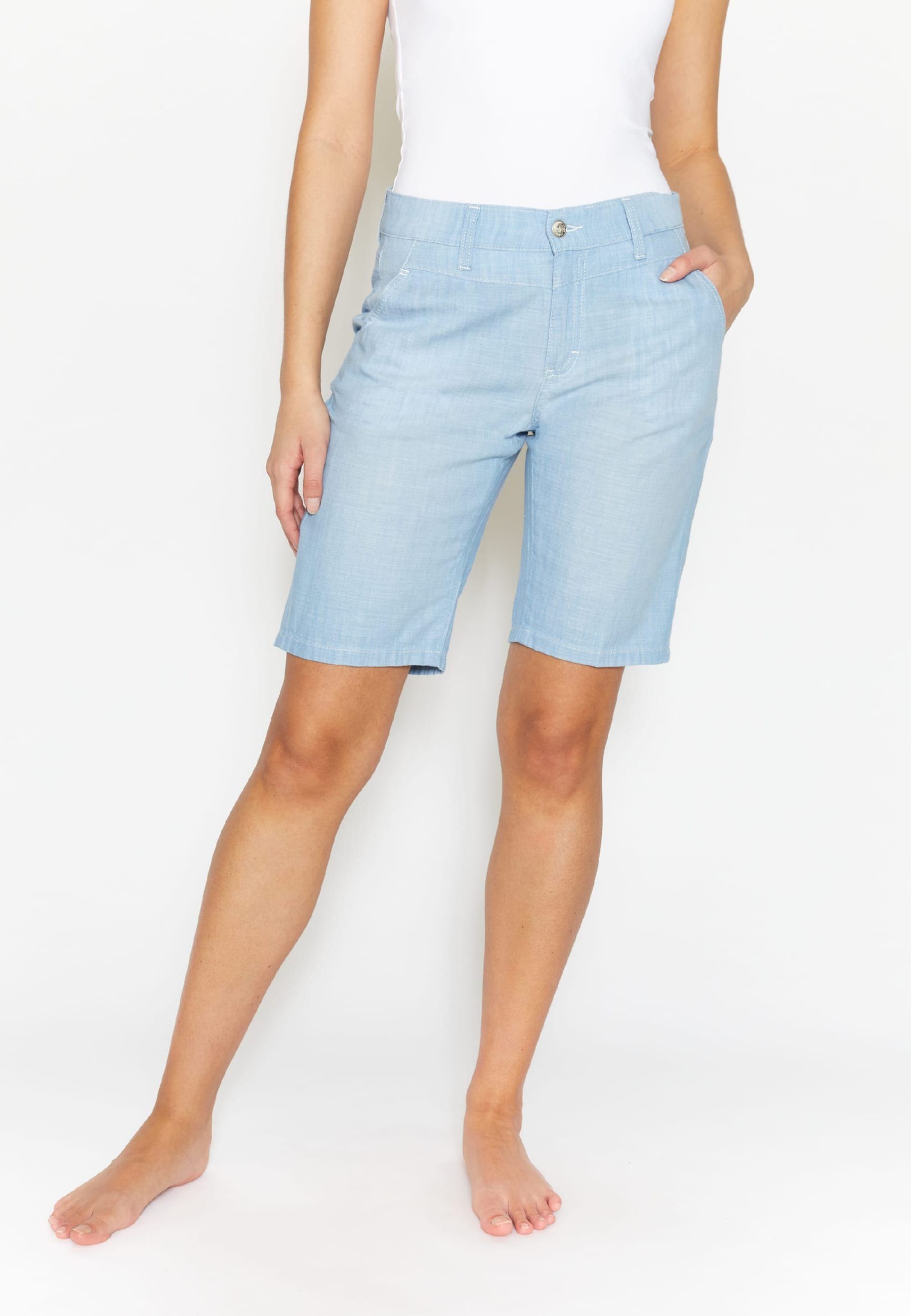 Shorts Label-Applikationen Straight ANGELS mit Capri Shorts Melierte