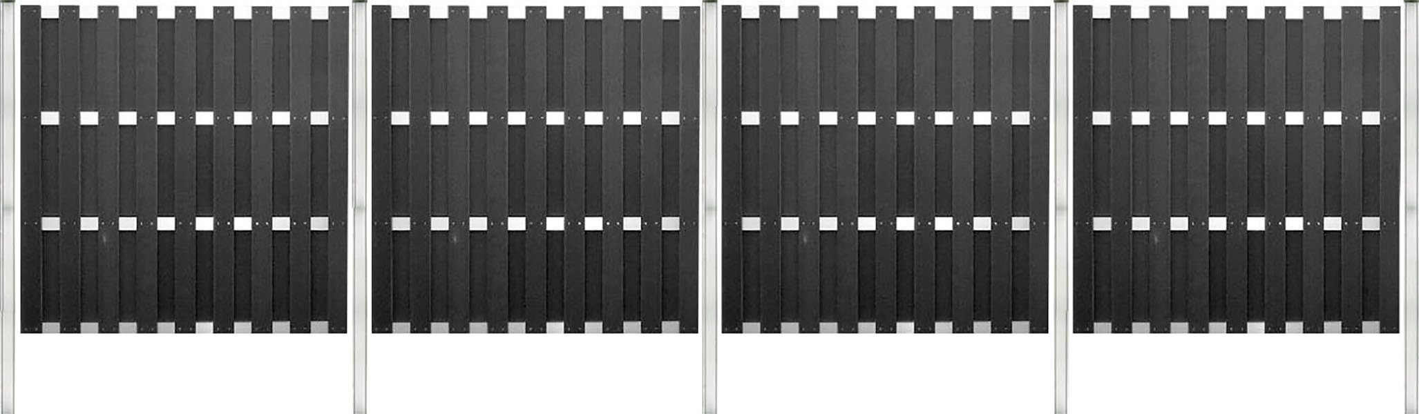 Tetzner & Jentzsch Sichtschutzelement EL PASO WPC, 7,54 m Gesamtlänge, 190 cm Höhe, inkl. Pfosten und Befestigung