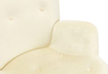 TPFLiving Schaukelstuhl Sanna mit hochwertig gepolsterter Sitzfläche (Schwingstuhl - Relaxstuhl - Relaxsessel - Lehnstuhl), Gestell: Buchenholz/Metall Natura/schwarz - Sitzfläche: Samt creme