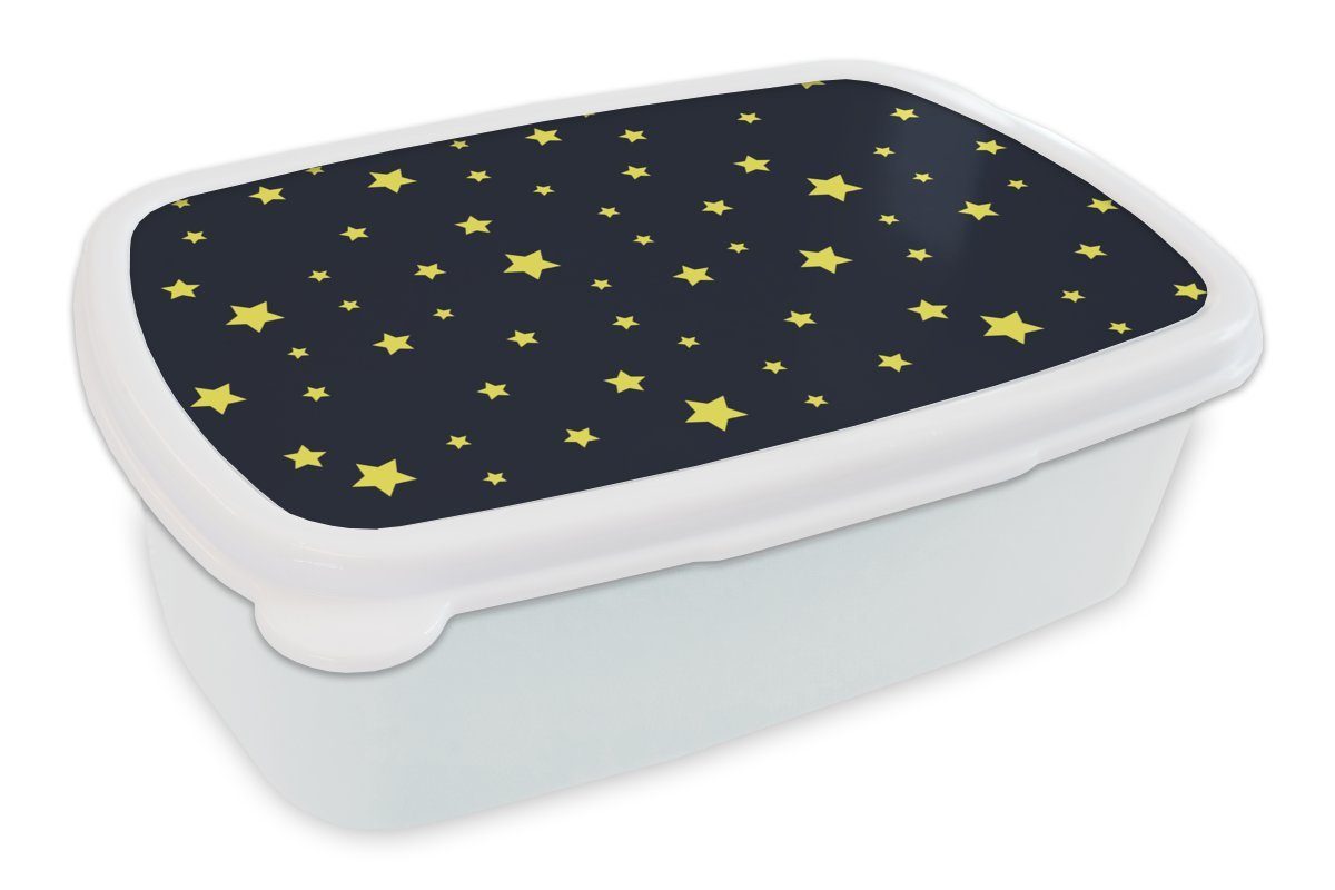 Sternenhimmel Muster, Lunchbox - Erwachsene, MuchoWow und - weiß und Kinder Brotdose, Nacht (2-tlg), Jungs für Brotbox Mädchen für Kunststoff,