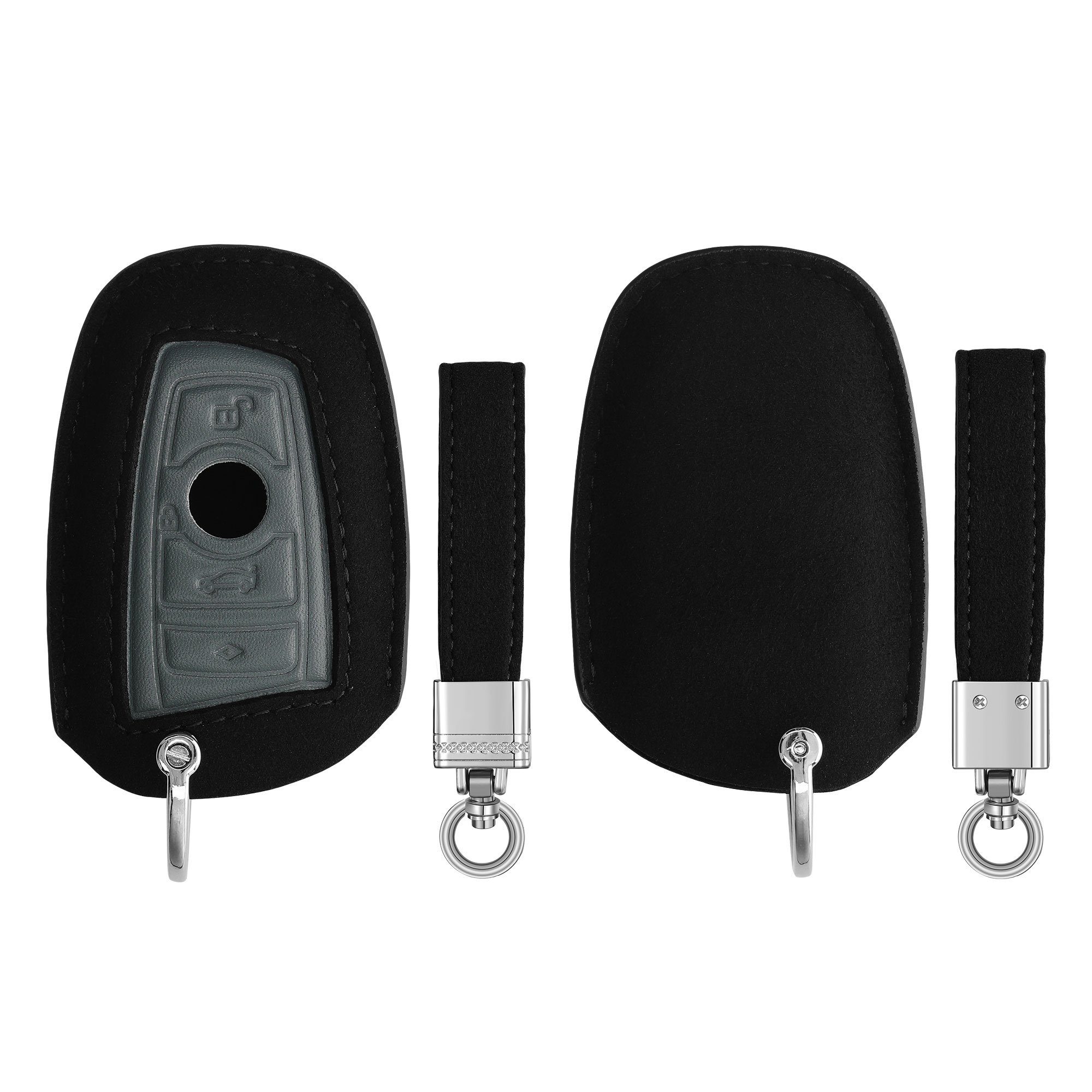 kwmobile Schlüsseltasche Autoschlüssel Kunstleder Hülle für BMW, Schlüsselhülle Schlüssel Case - Cover in Schwarz Grau
