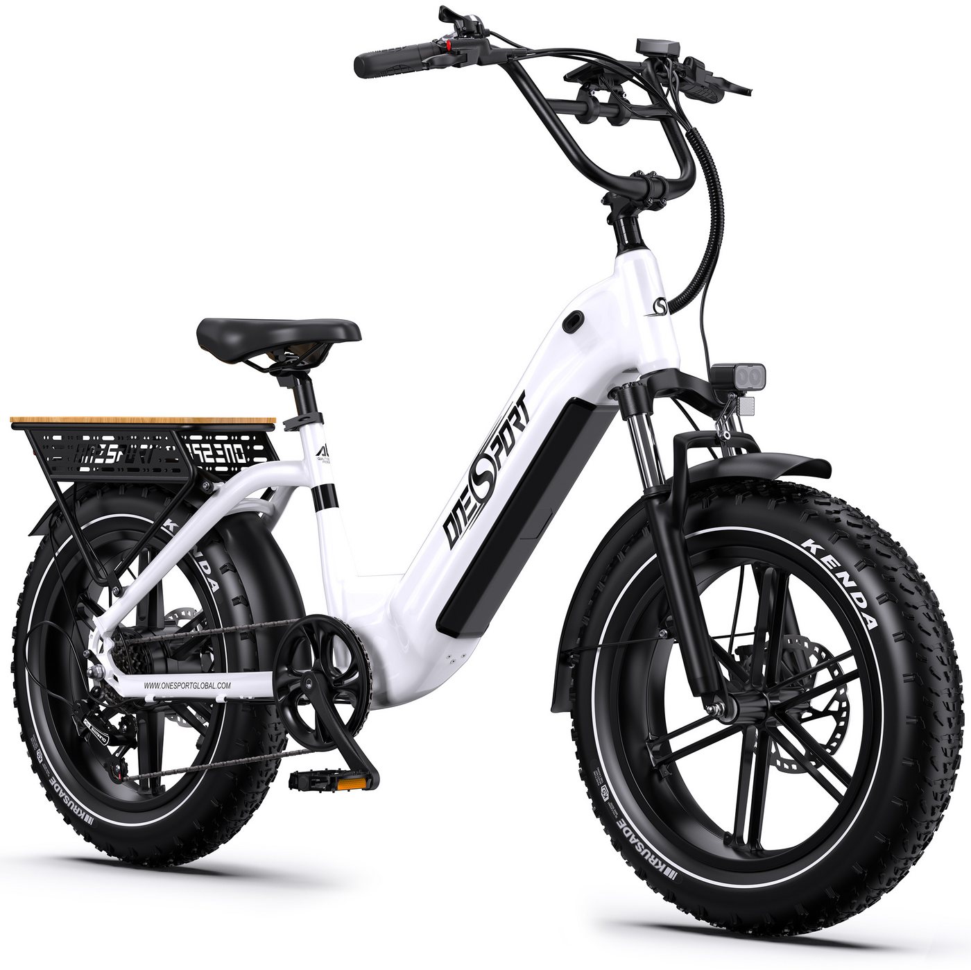 Onesport E-Bike Cityrad Damen u. Herren 204,0 Zoll E-Fahrrad 864WH Pedelec, 48V 18AH 130 km, Kettenschaltung, Heckmotor, 864 Wh, (Beleuchtungsset mit Batterieladegerät, Batterieschlüssel, Werkzeug), E-Bike mit hydraulischen Bremsen, 20" Fat-Reifen & App-Steuerung