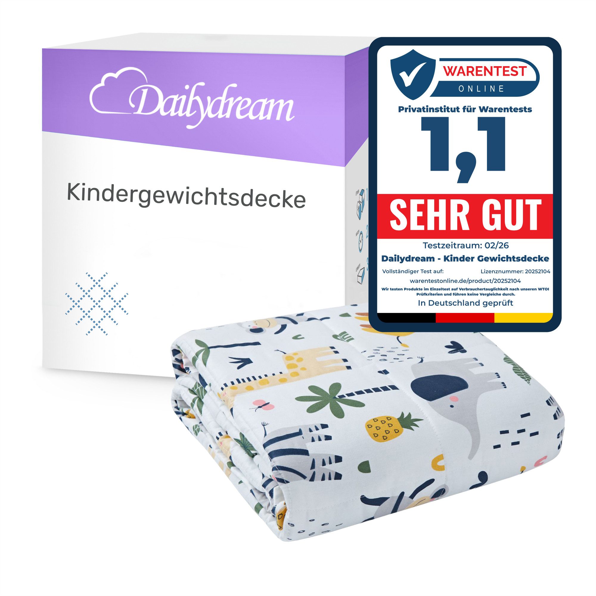 Dailydream Gewichtsdecke Kinder Therapie-Bettdecke, Baumwolle und Fleece, Füllung: Glasperlen, Gleichmäßige Gewichtsverteilung, doppelte Nähte, Handwäsche möglich