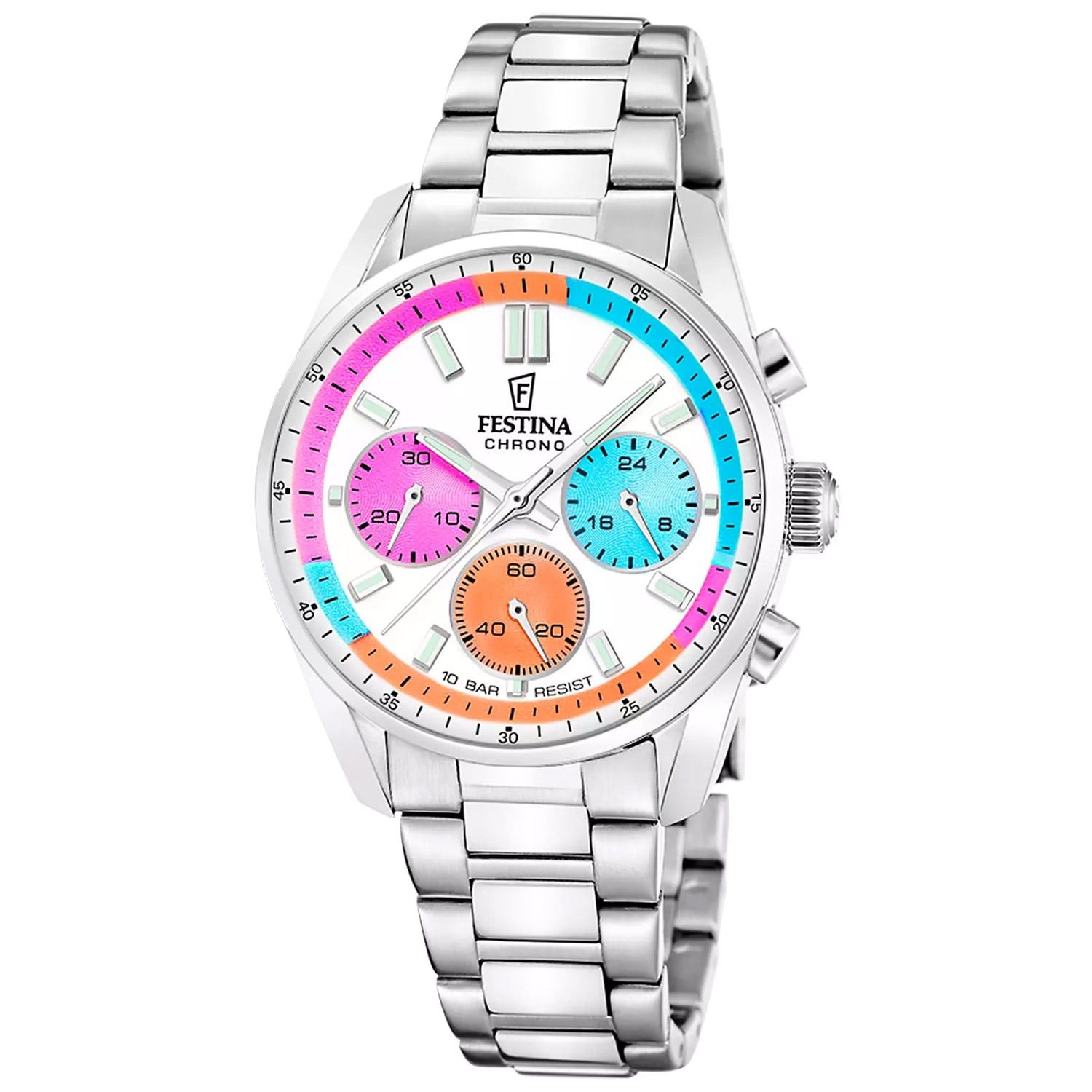 Festina Quarzuhr Unisex-Uhr Boyfriend Chronograph Stahl/Multicolor