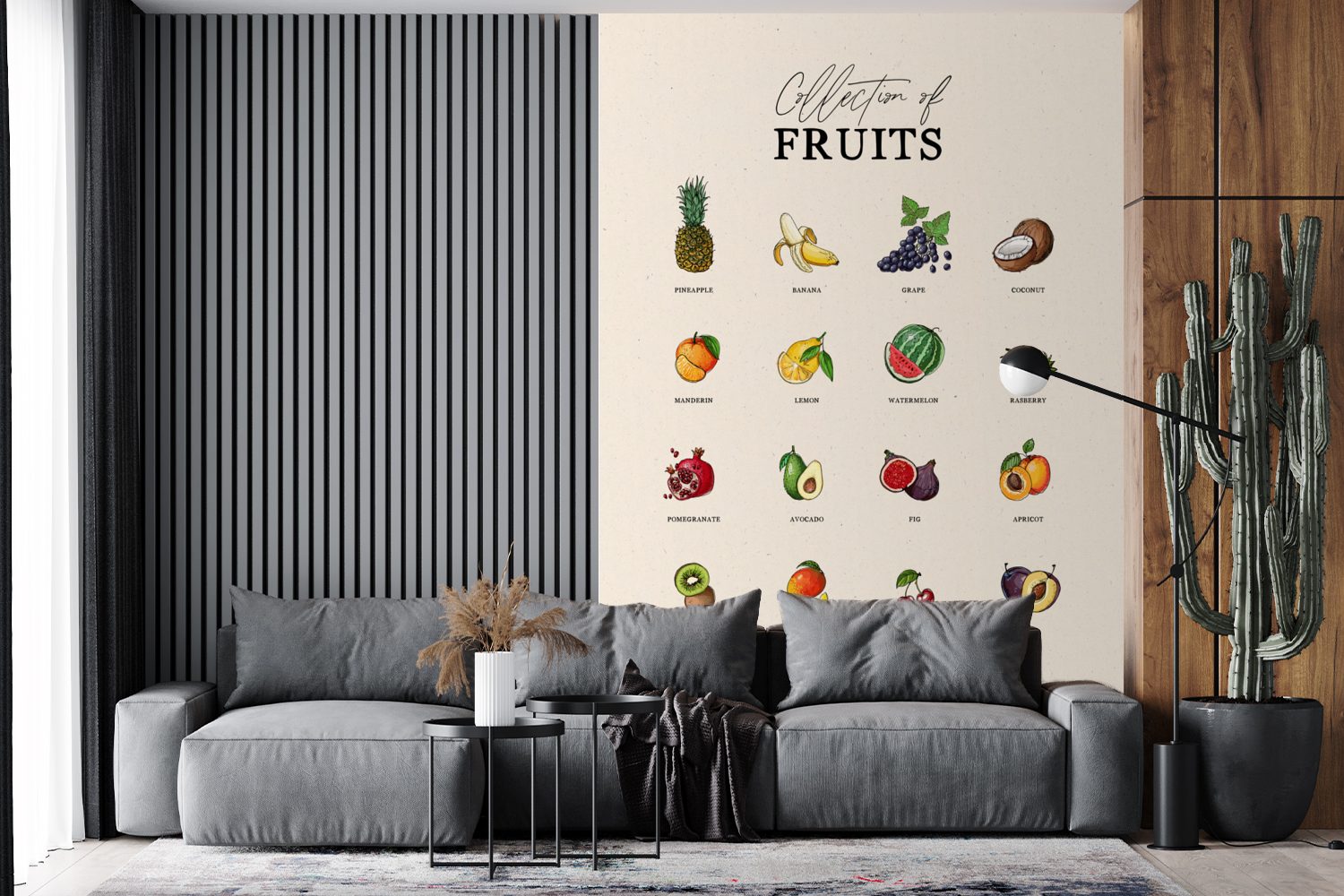 Fototapete (3 Montagefertig St), - - Wandtapete Küche, bedruckt, Matt, Tapete Wohnzimmer, Lebensmittel für Obst MuchoWow Vinyl