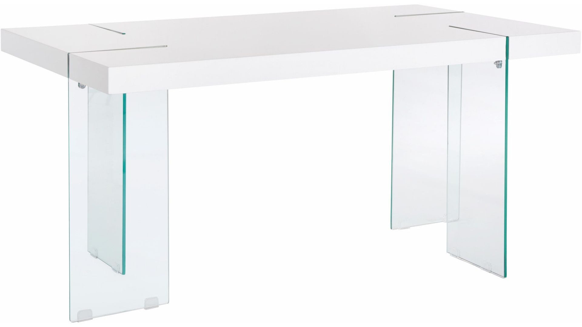 freiraum Esstisch Tirana, in Weiß, MDF/Folie/Glas - 160x75x90cm (BxHxT)