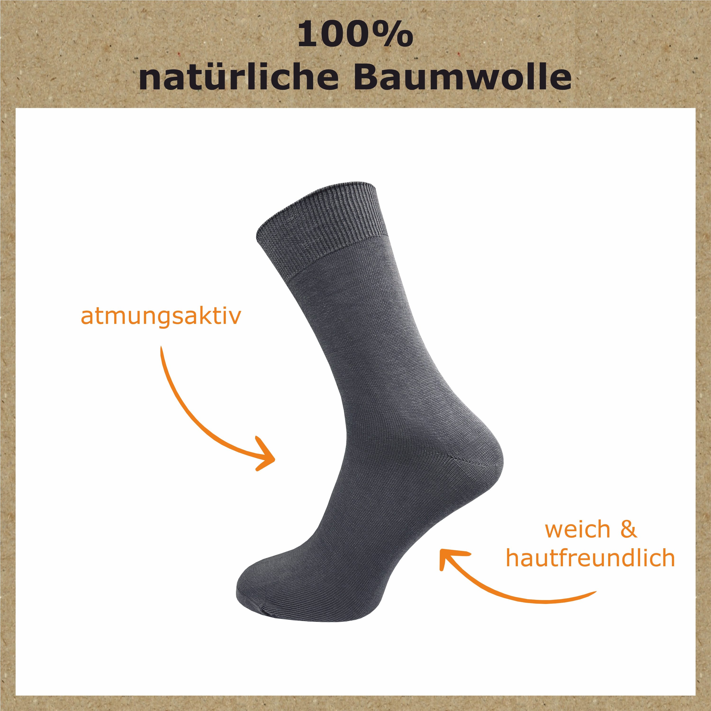 GAWILO Basicsocken für Herren aus 100% Baumwolle - ohne Gummi - ohne drücke günstig online kaufen
