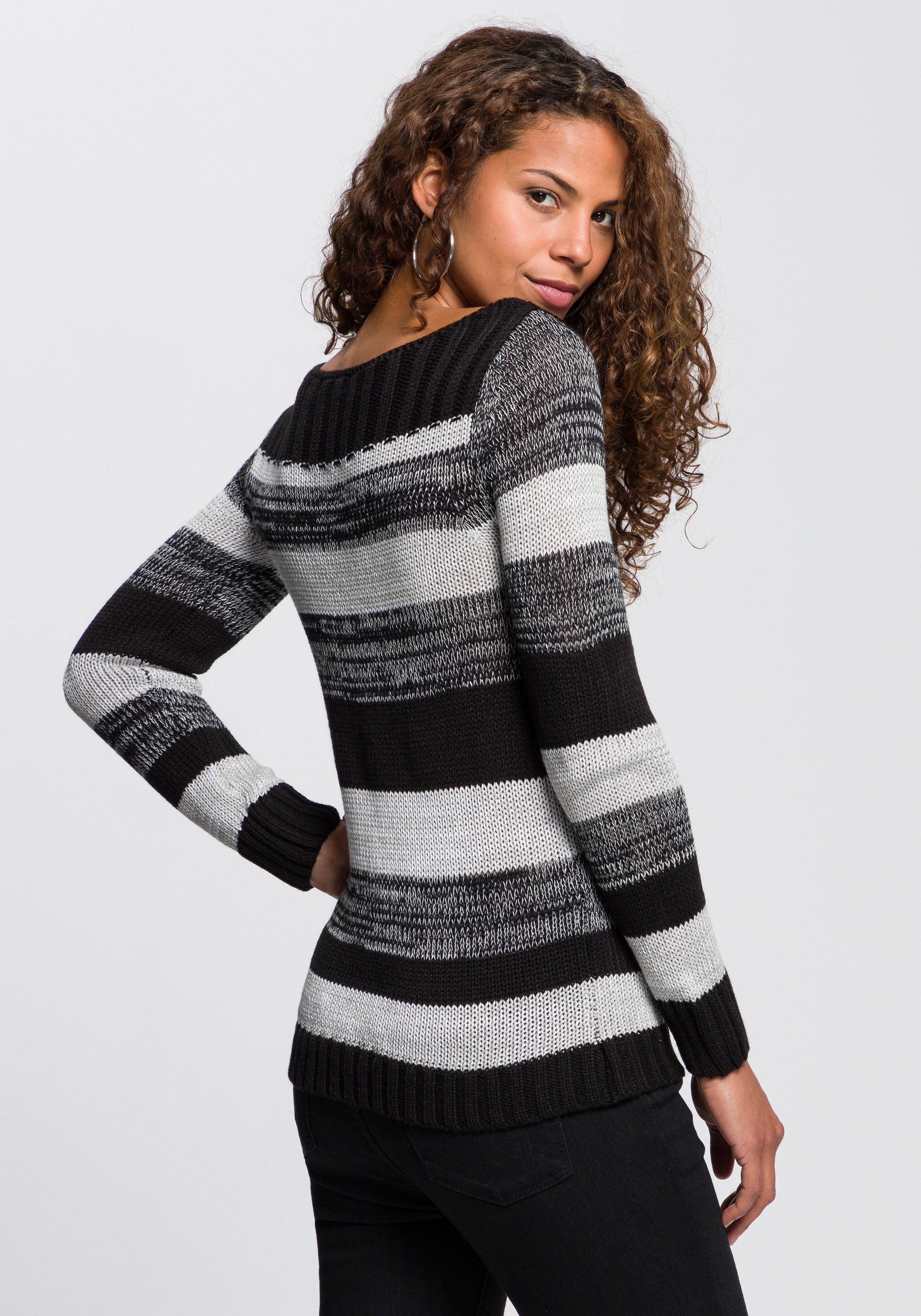 AJC Strickpullover mit U-Boot Ausschnitt und tollem Streifendesign günstig online kaufen
