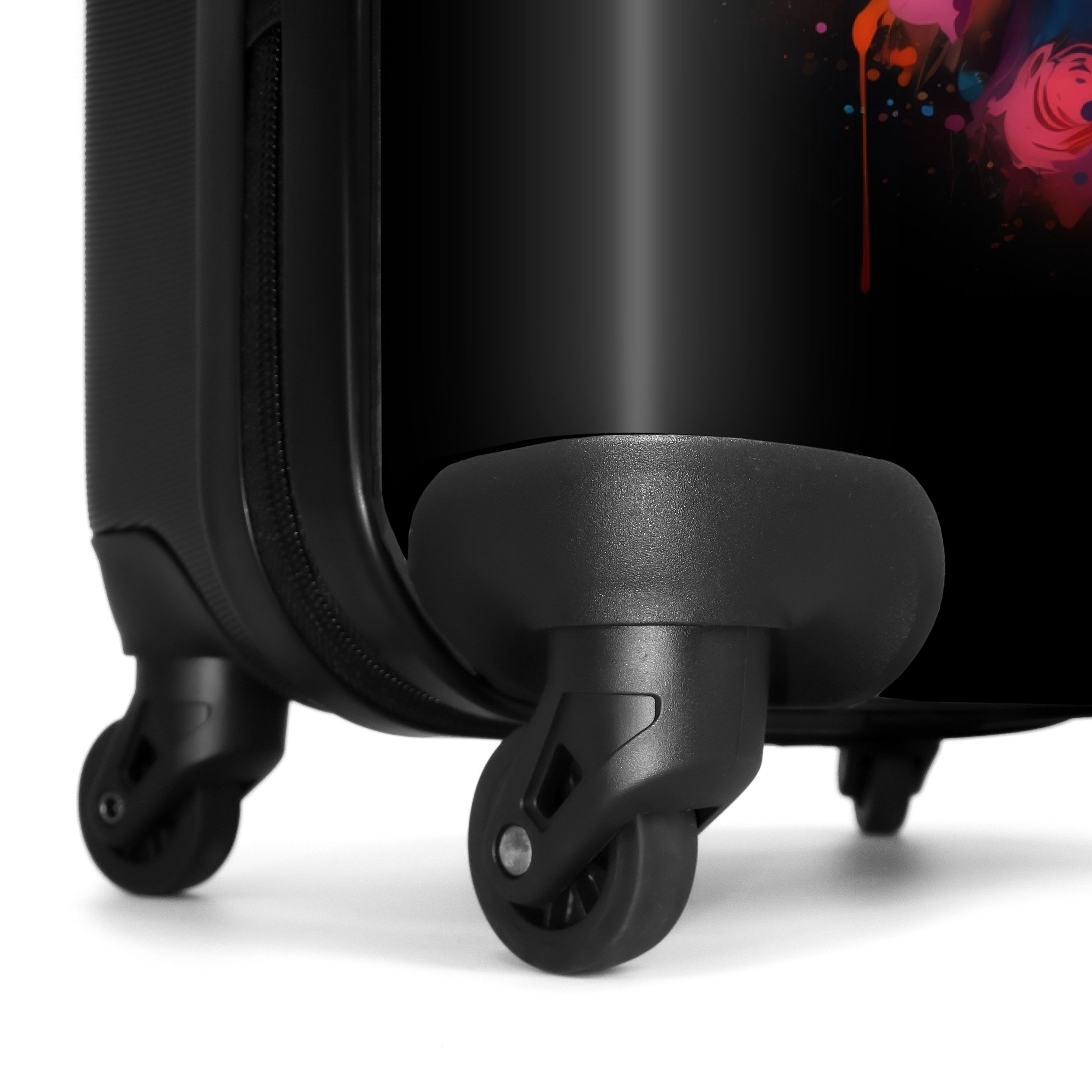 NoBoringSuitcases.com© Hartschalen-Trolley Der Fuchs als Straßenkunstwerk 55x35x20cm, 4 Rollen, Reisetasche mit Rollen, Koffer Handgepäck Flugzeug