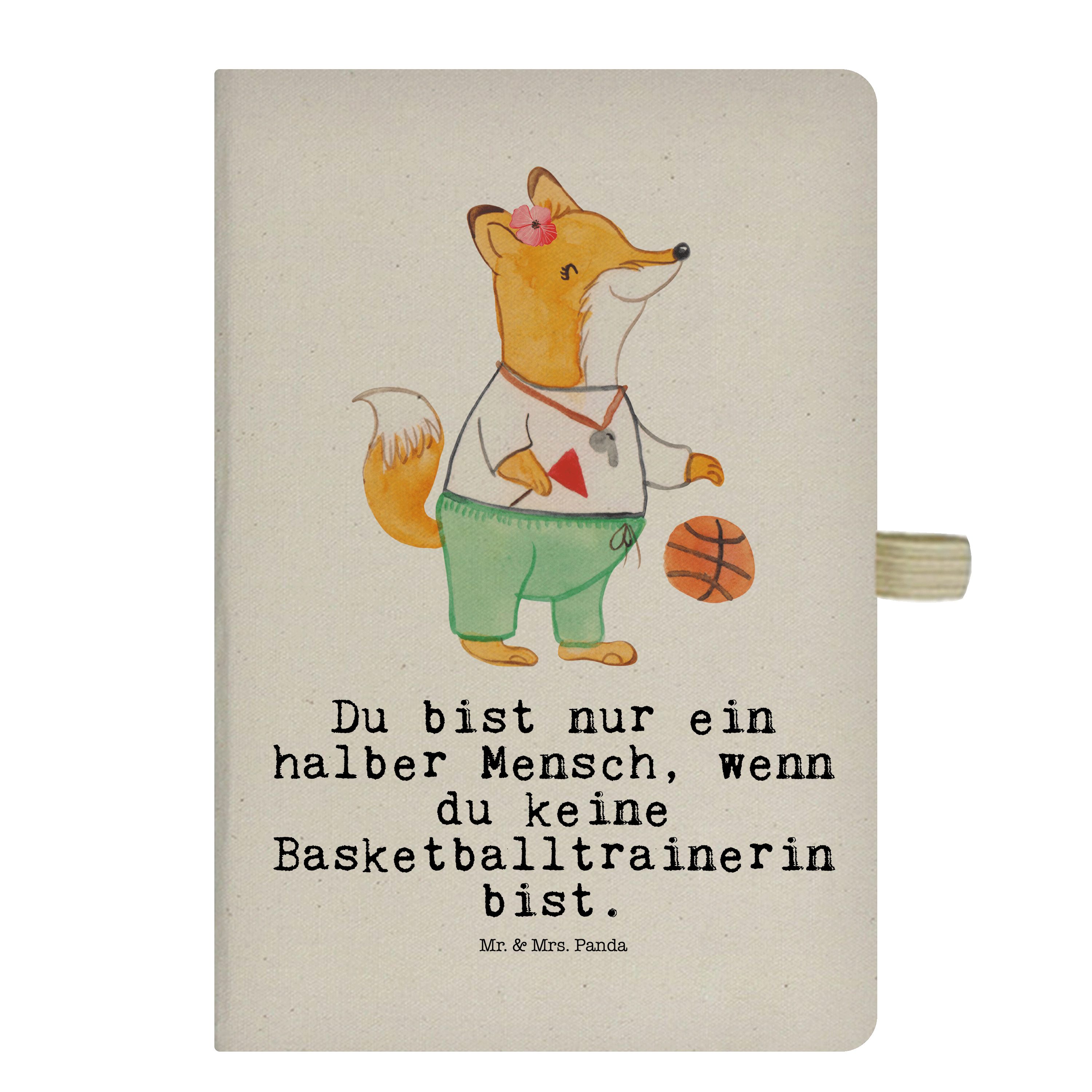 Mr. & Mrs. Panda Notizbuch Basketballtrainerin mit Herz - Transparent - Geschenk, Ballsport, Bas Mr. & Mrs. Panda