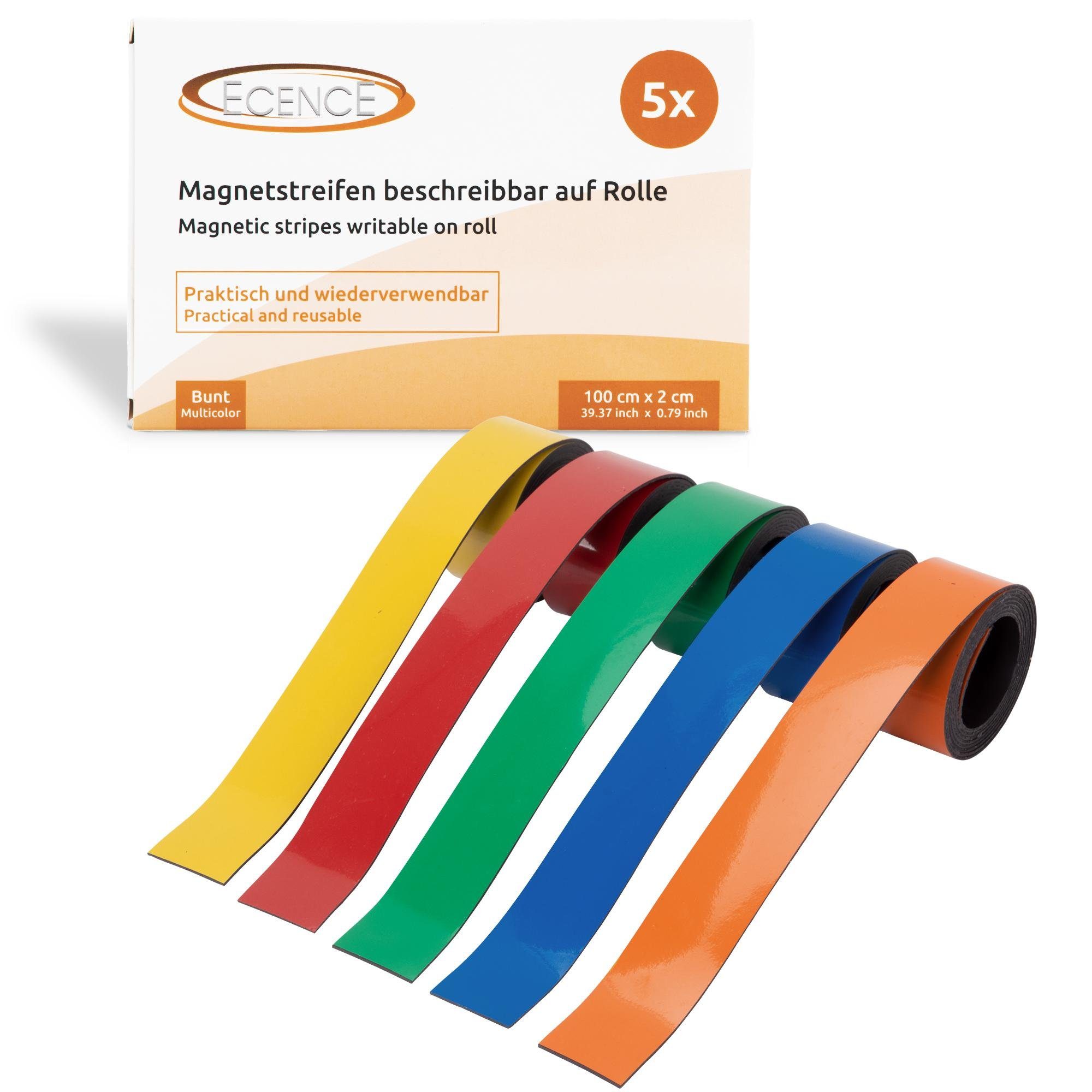 ECENCE Magnet 5x Magnet-Band Beschreibbar Magnet-Streifen