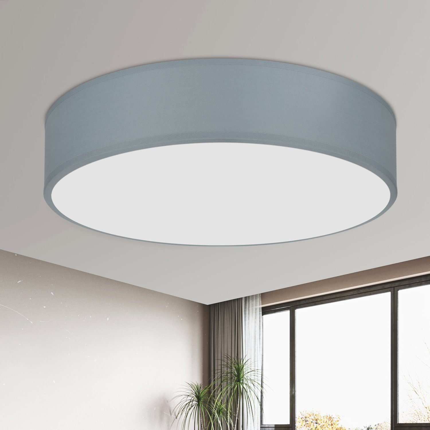 ZMH Deckenleuchte Deckenlampe runde mit Stoffschirm günstig online kaufen