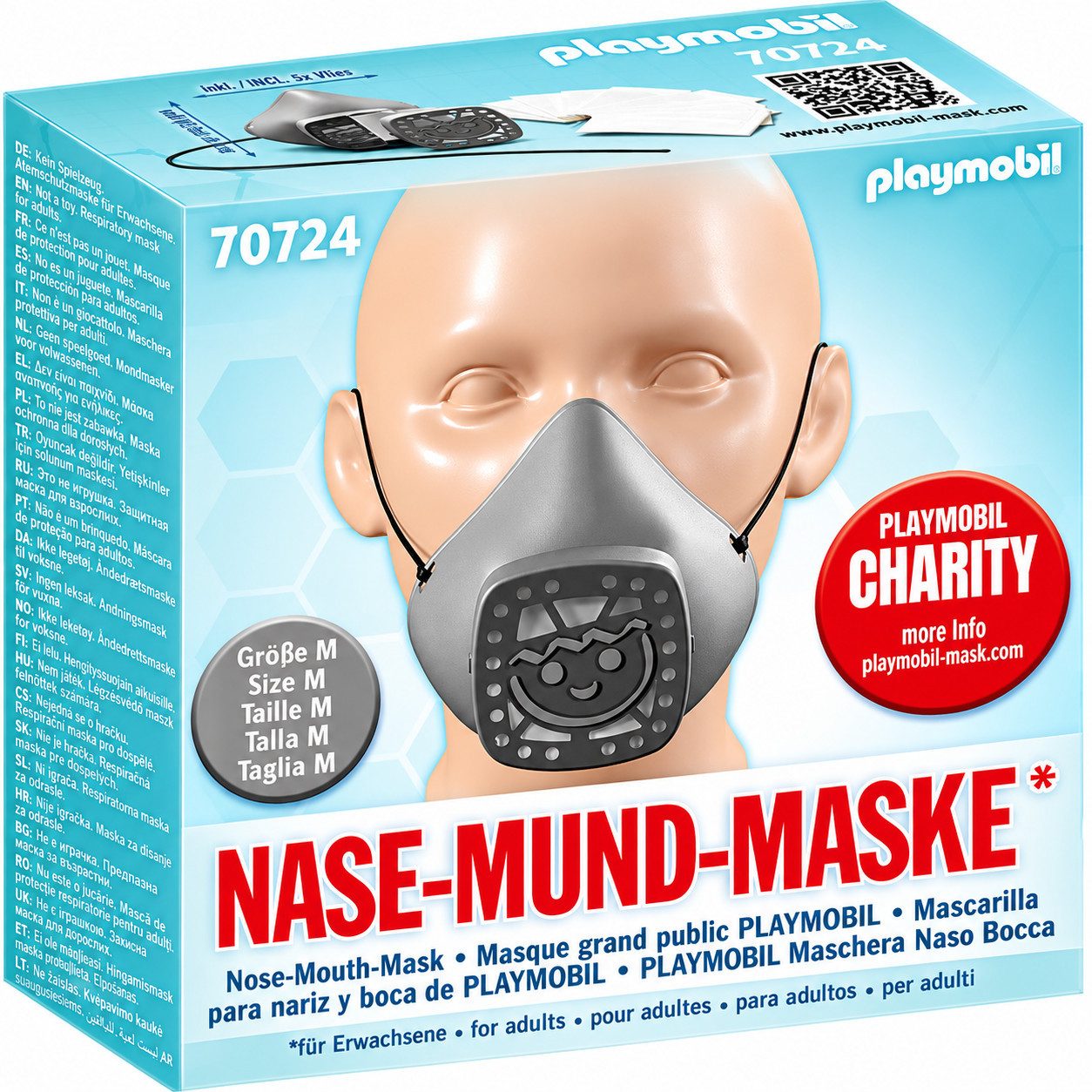 Playmobil® Mund-Nasen-Masken Nose Mouth Mask Gesichtsmaske Erwachsene Türkis Mund Nasen Maske, Schutzmaske Stoffmaske Gesichtsschutz Wiederverwendbar Atemmaske
