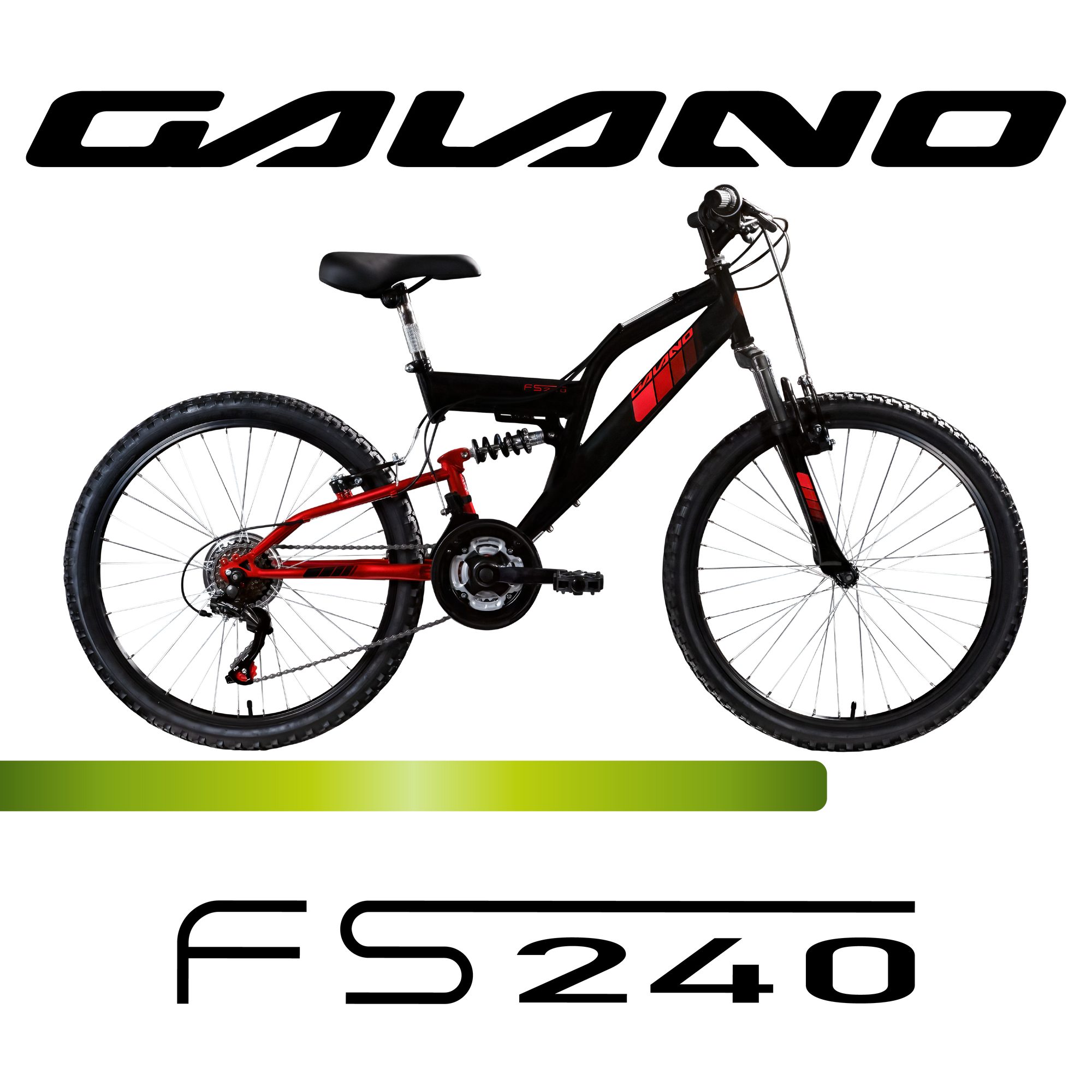 Galano Mountainbike FS240, 18 Gang Shimano Tourney Schaltwerk, Kettenschaltung, Jugendfahrrad 24 Zoll Mountainbike ab 8 Jahre 130 - 145 cm Fahrrad MTB
