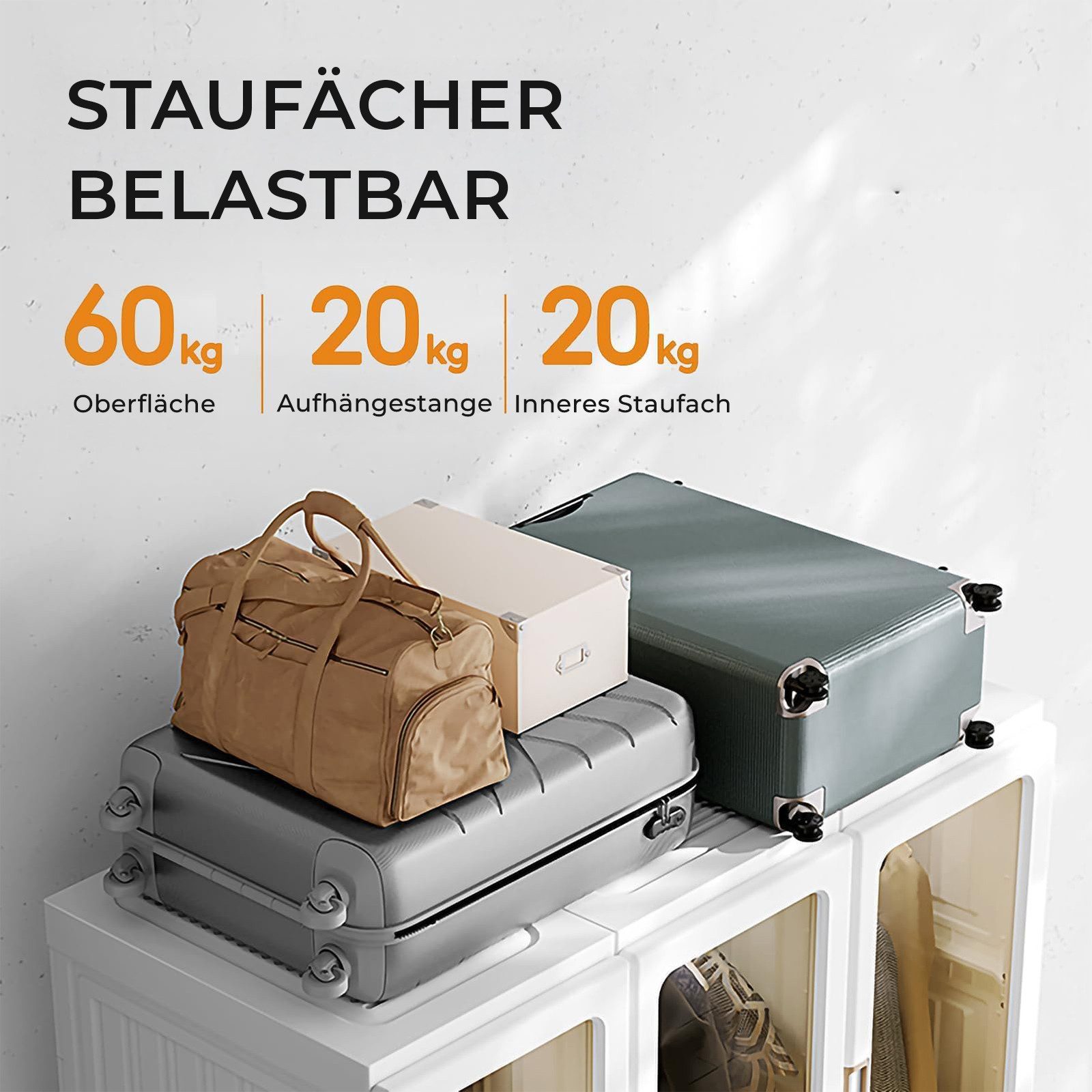Dripex Kleiderschrank Faltbarer Schrank, Mehrzweckschrank, mit magnetische Türen Einfache Montage, faltbar – Bild 5 von 5